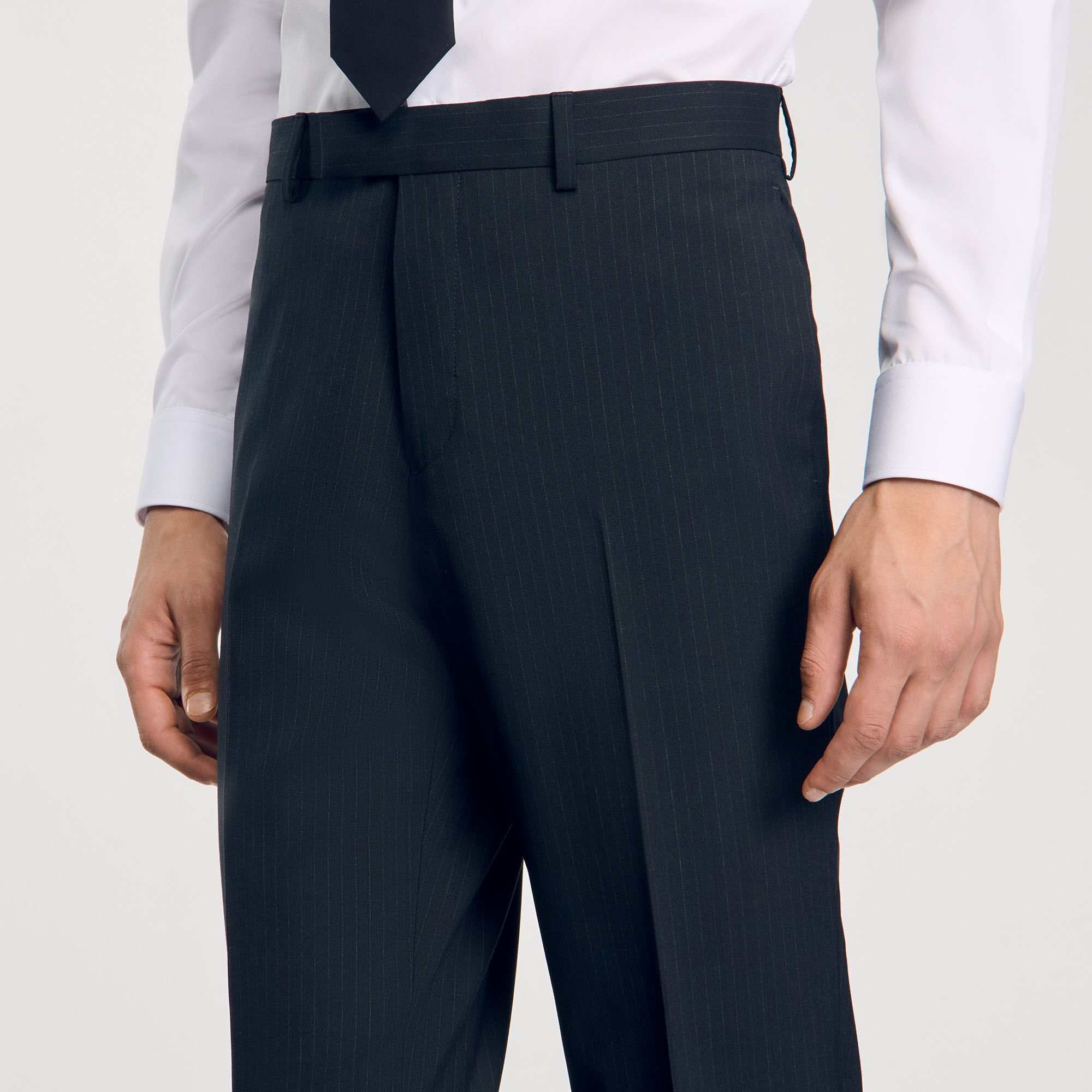 Chalk-striped suit trousers