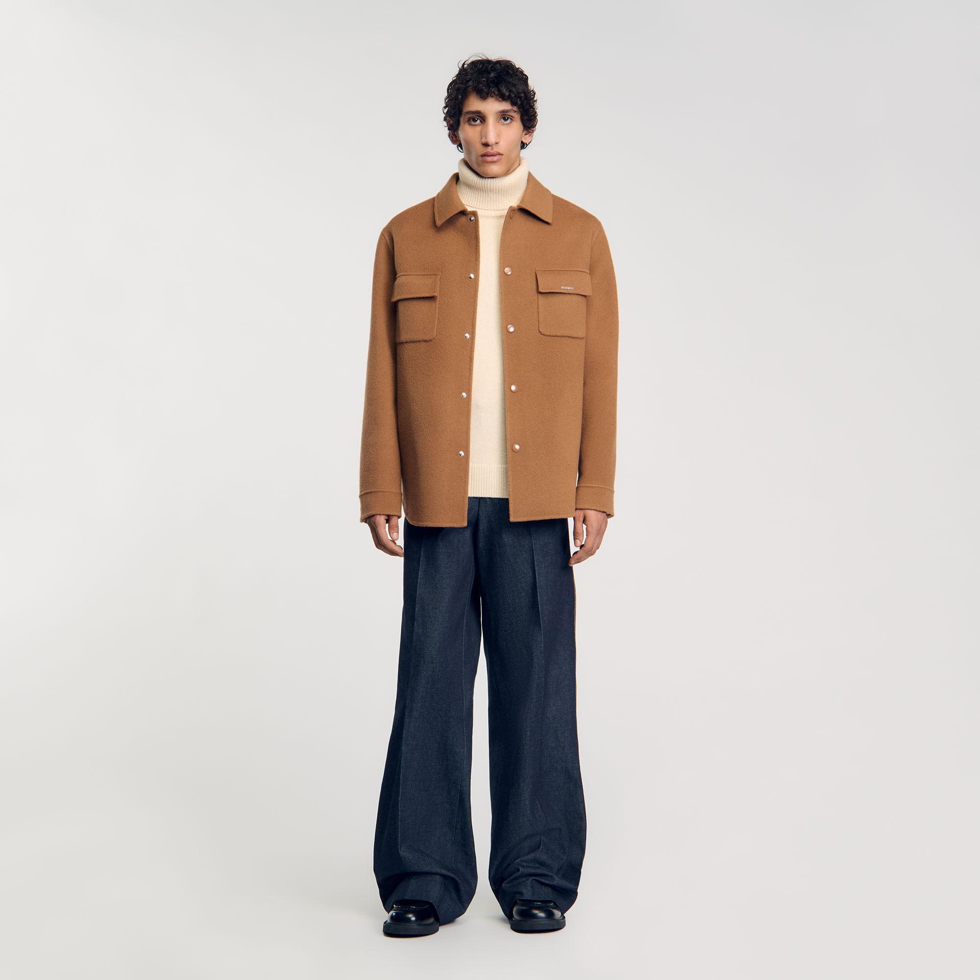 Double-faced overshirt white / beige for Men | Sandro Paris
