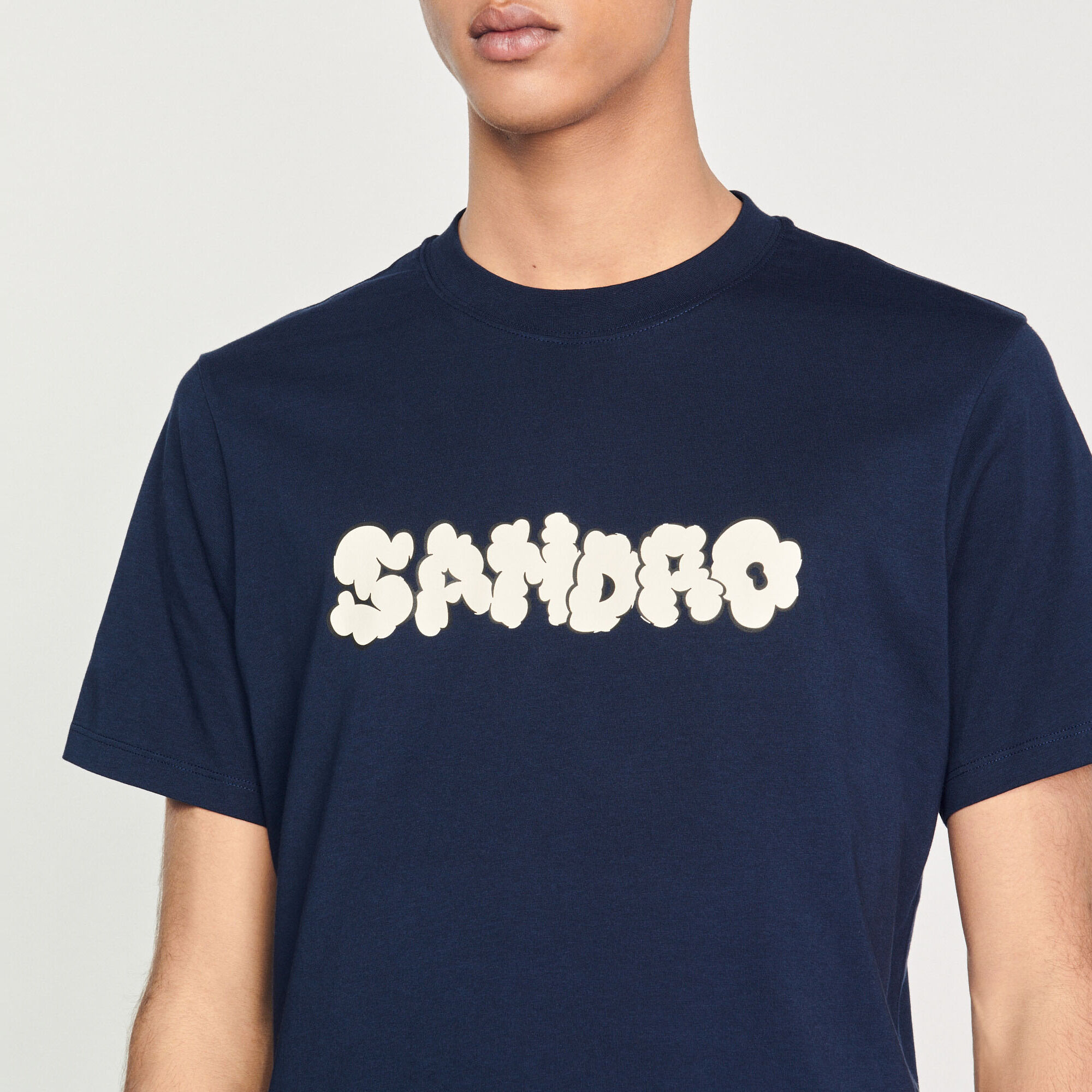 Sandro - sandro サンドロ シャツ Sandro embroidery T-shirt blue for Men | Sandro Paris