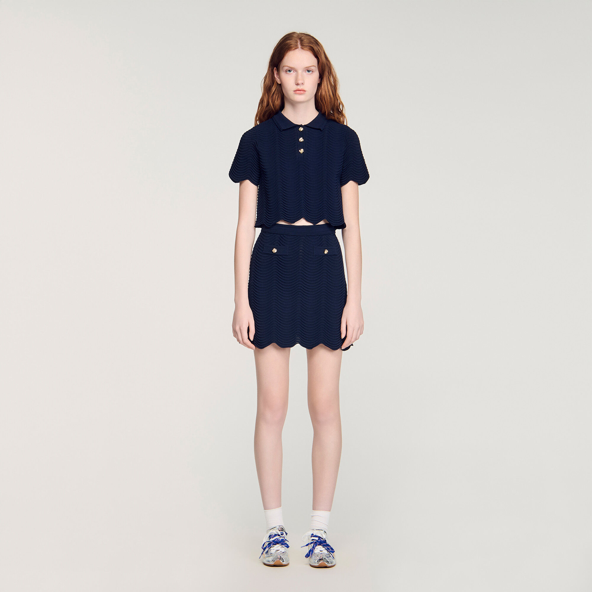 Cropped decorative knit jumper