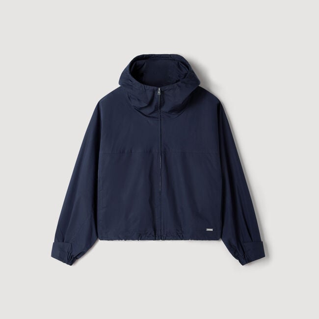 Hooded zip-up cotton jacket