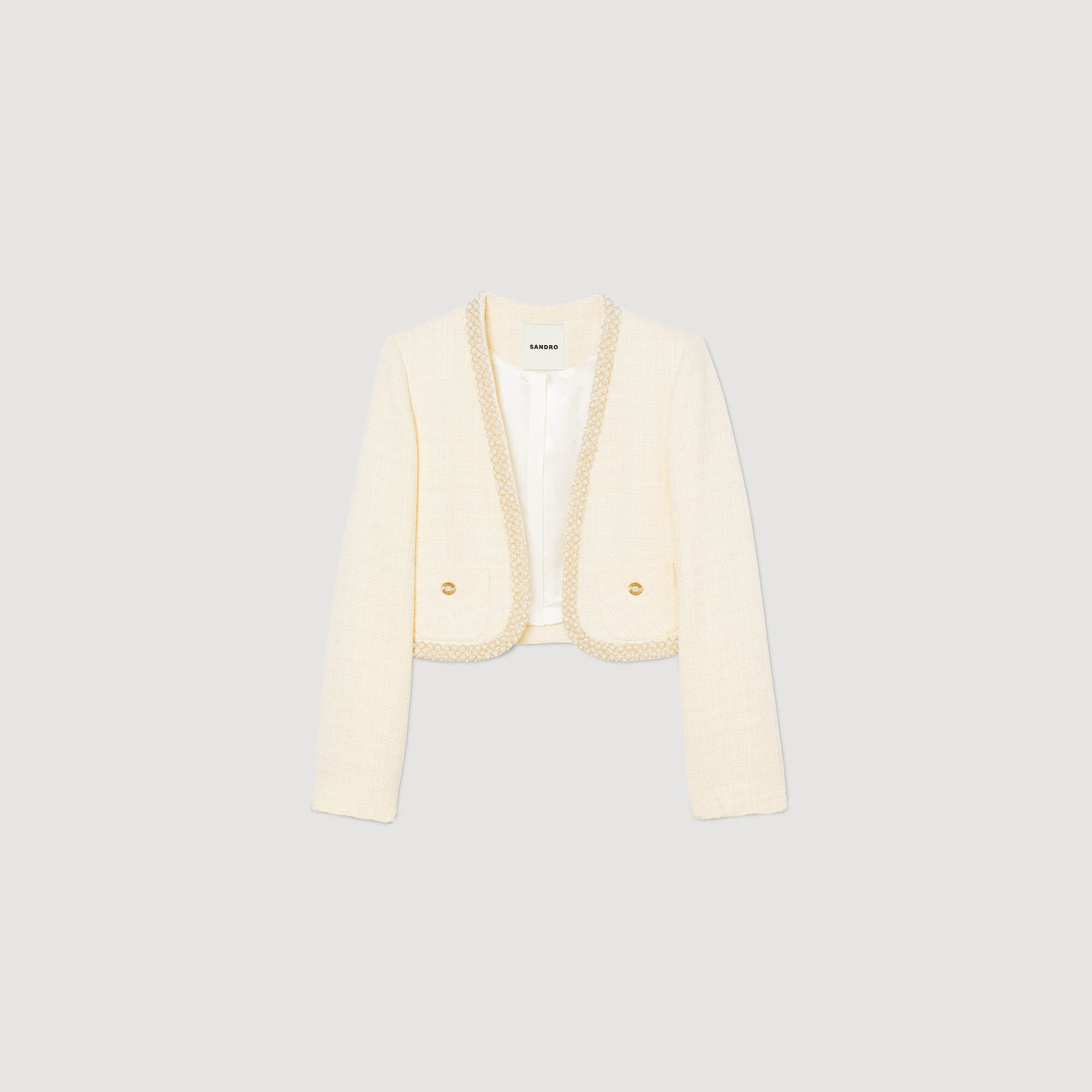 Tweed trousers white beige For Women Sandro Paris