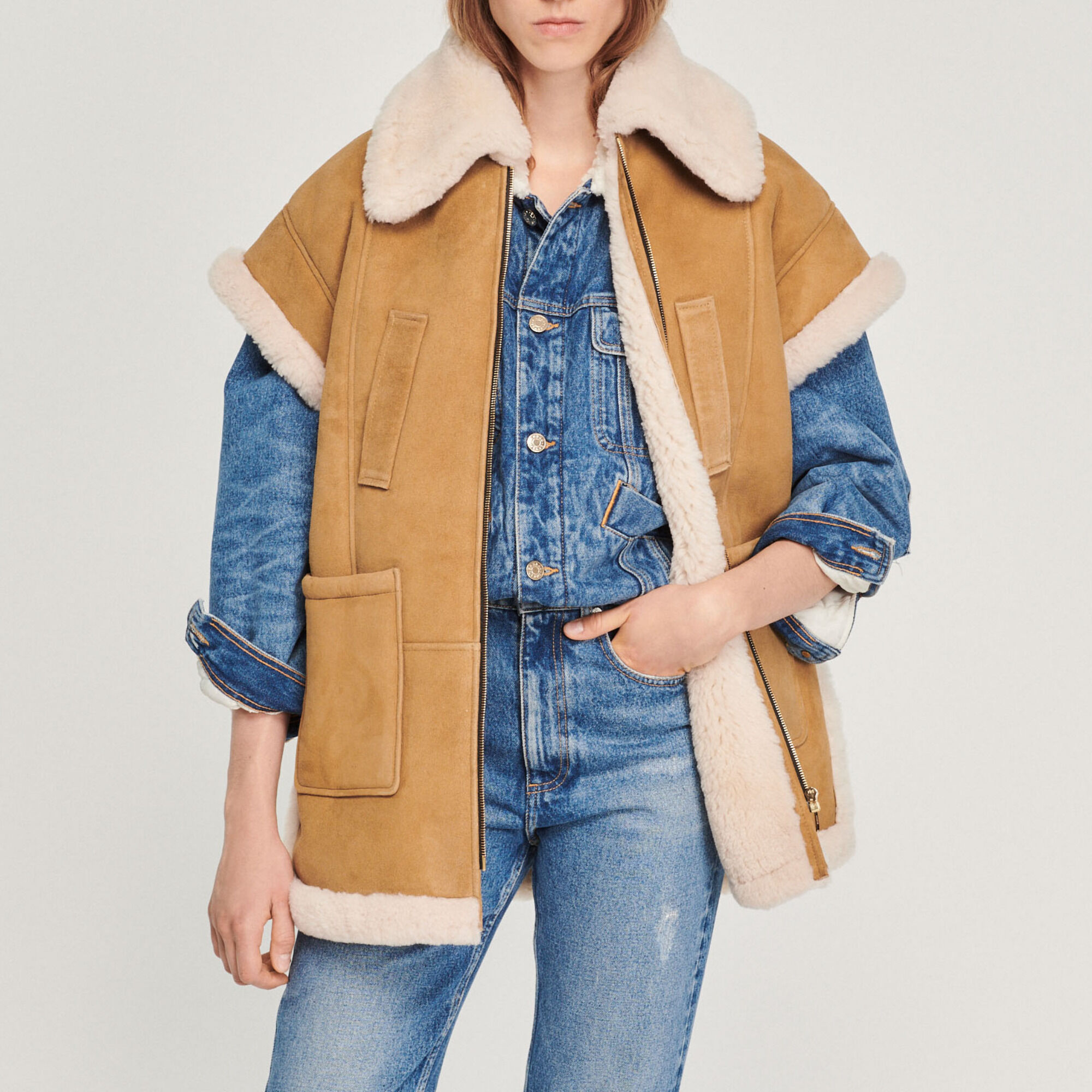 Sandro sheepskin coat shop