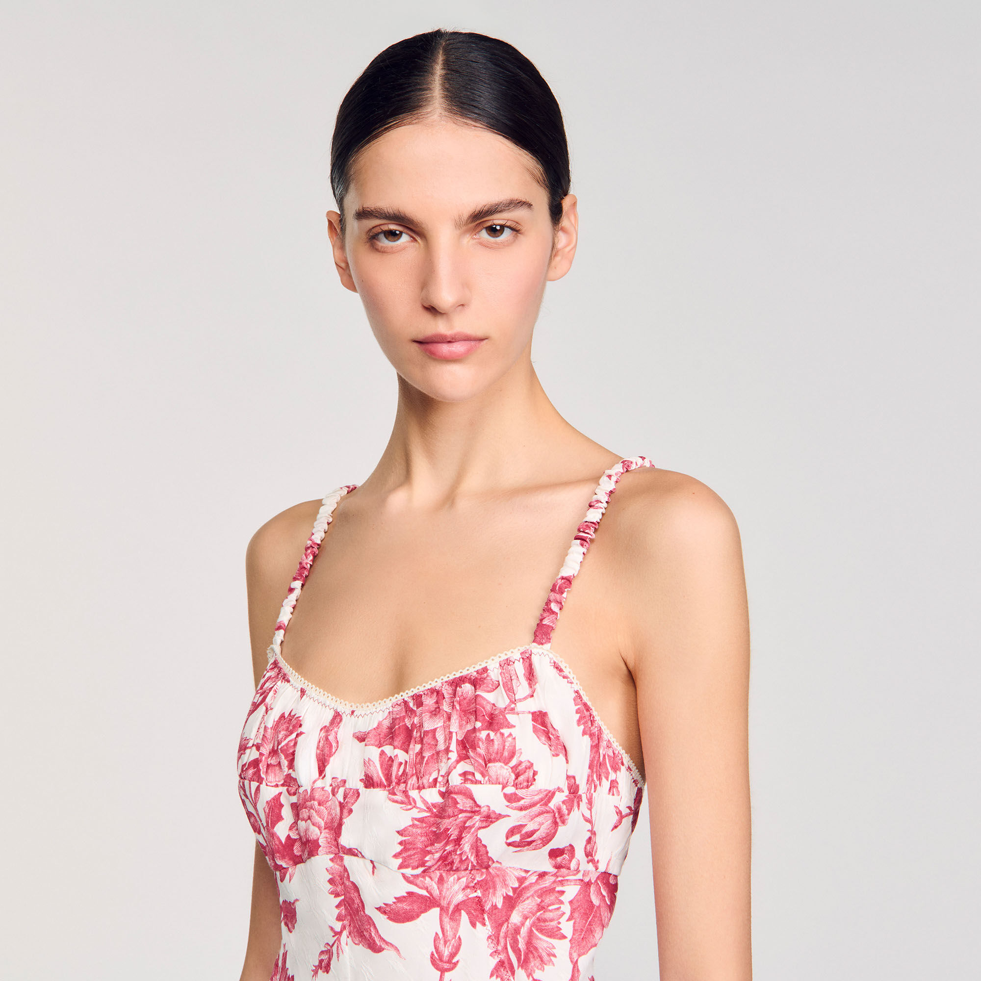 Floral print maxi dress red For Women | Sandro Paris
