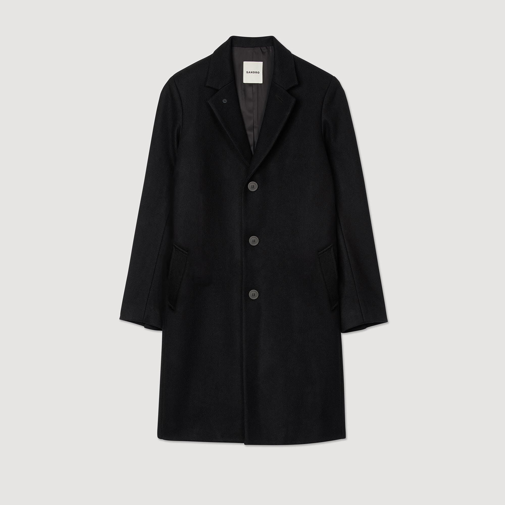 Sandro black wool coat sale
