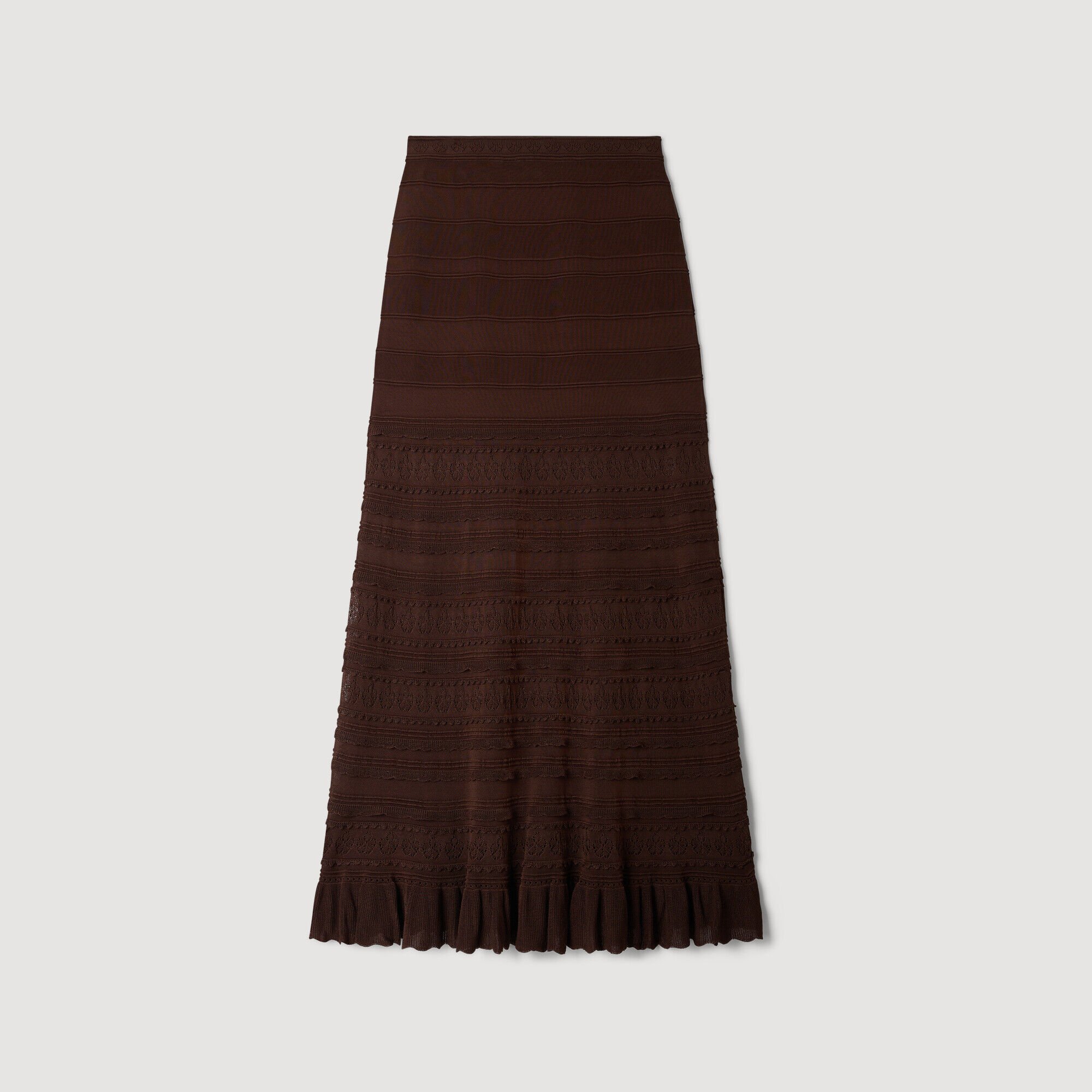 Pointelle knit maxi skirt