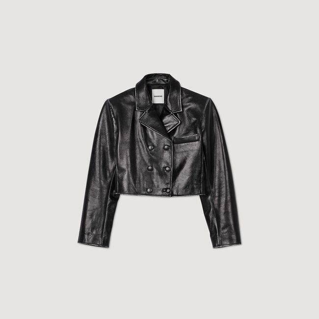 Cropped leather jacket
