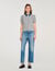 Cardigan with denim collar