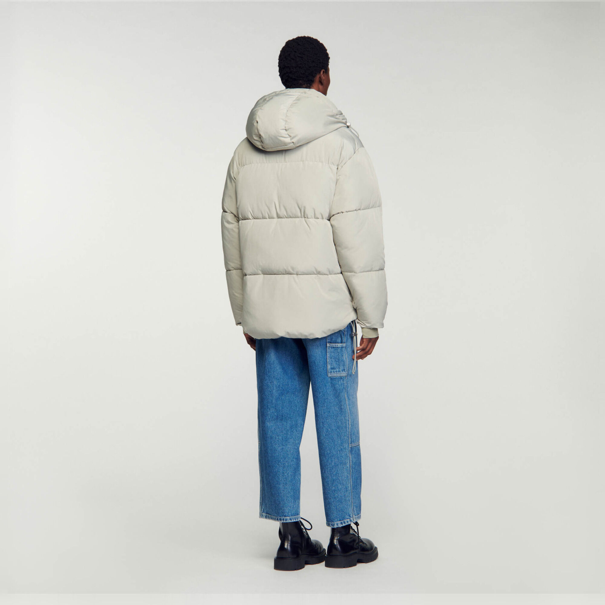 3/4-length hooded puffer jacket