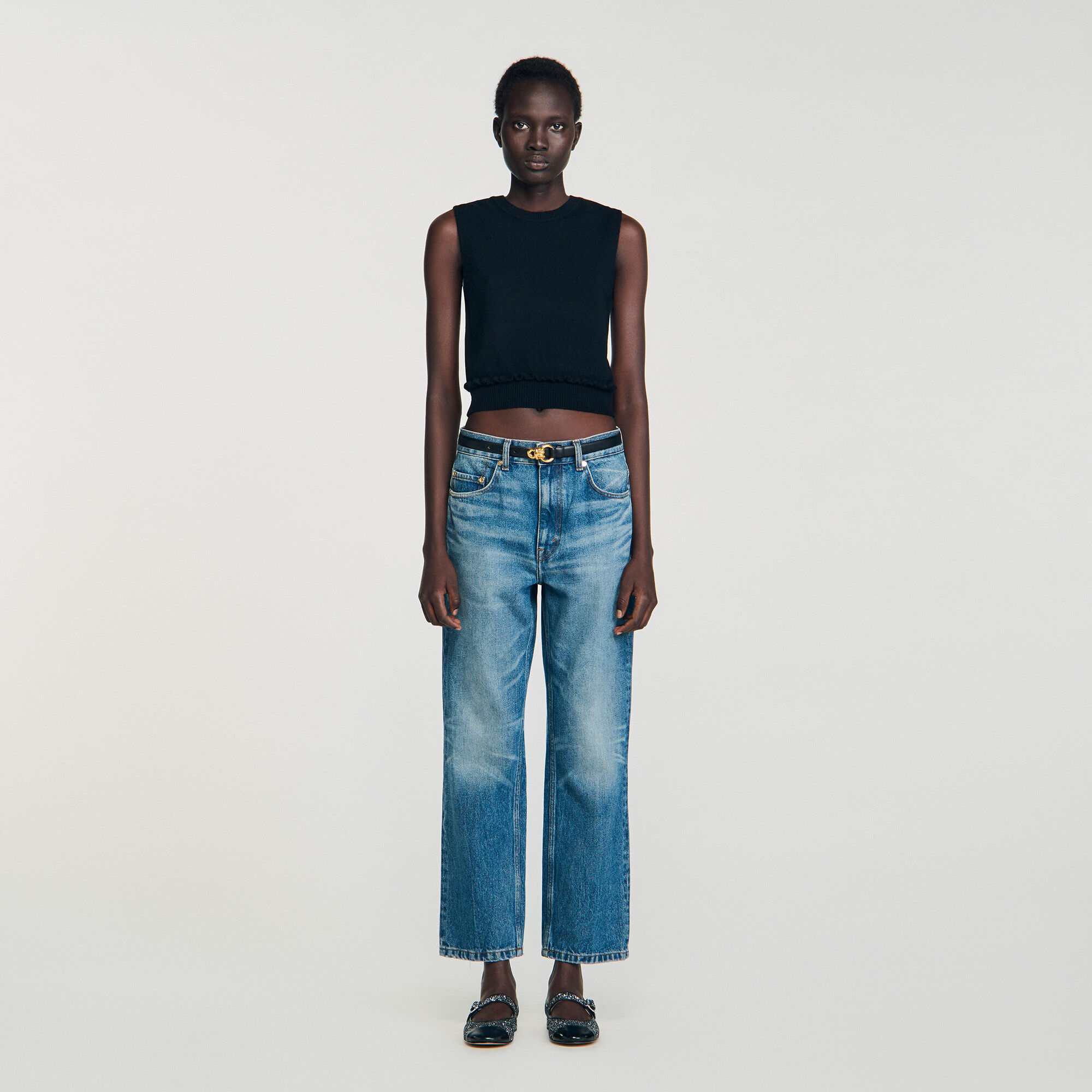 Ruffled cropped jumper