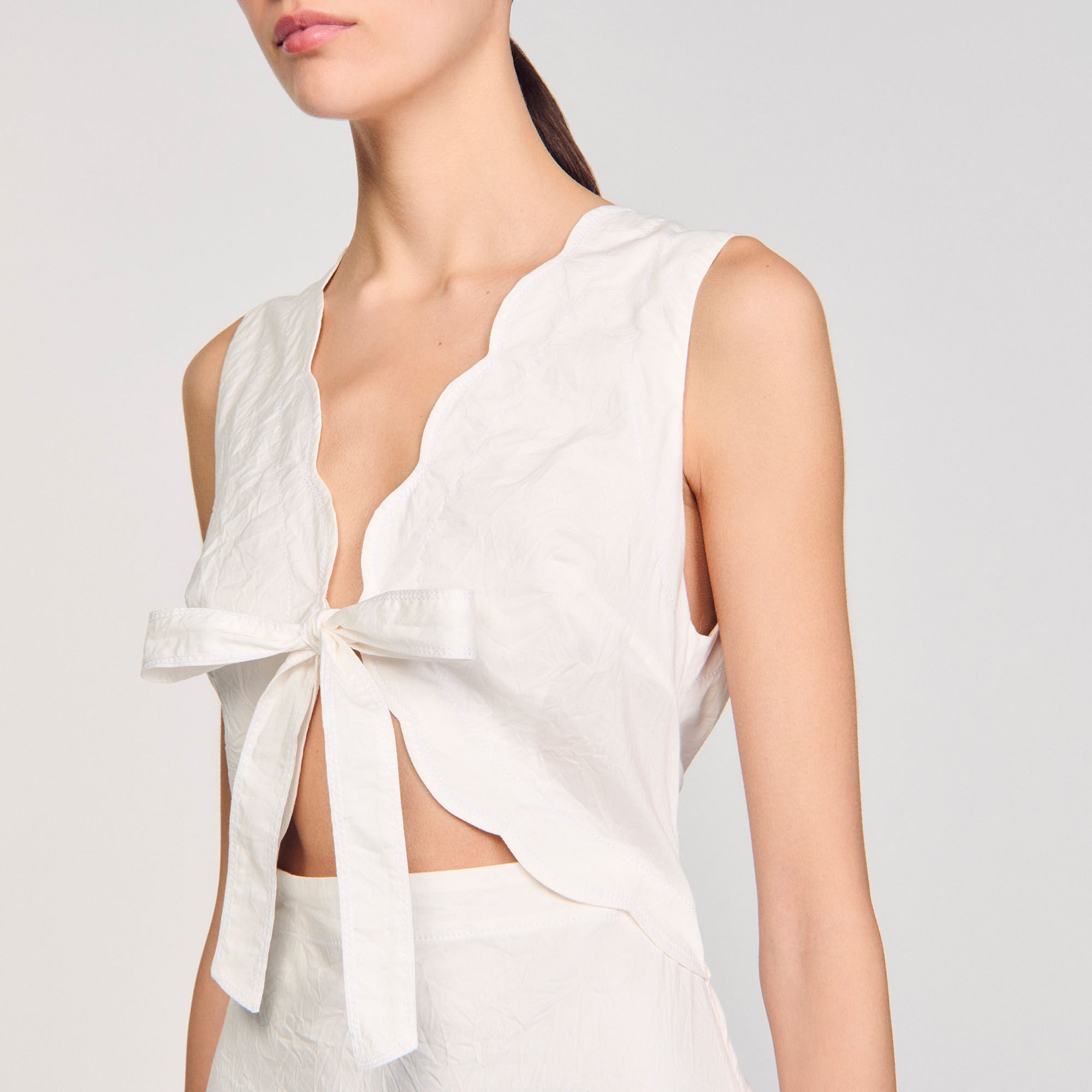 Crinkled maxi dress with bow