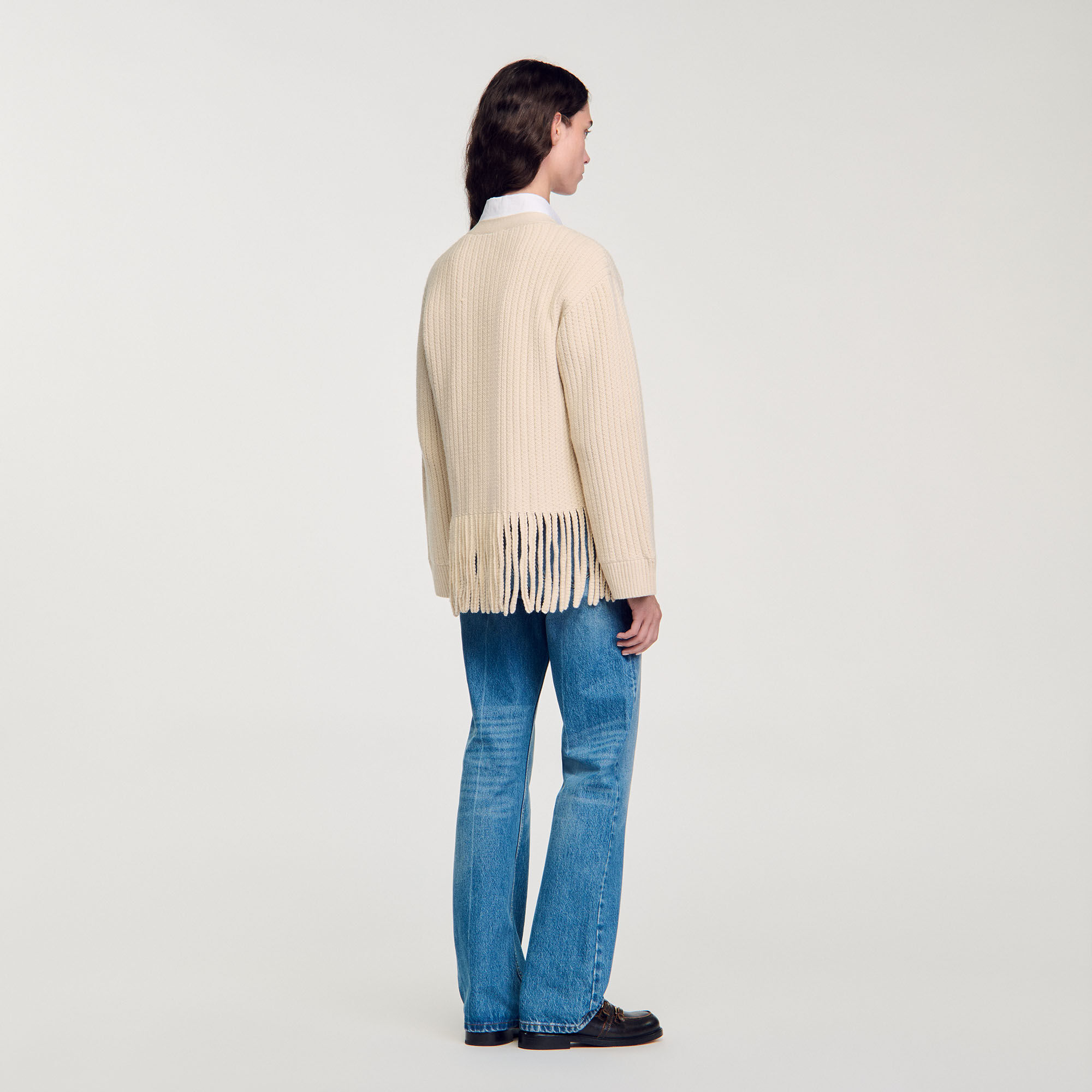 Fringed knit cardigan