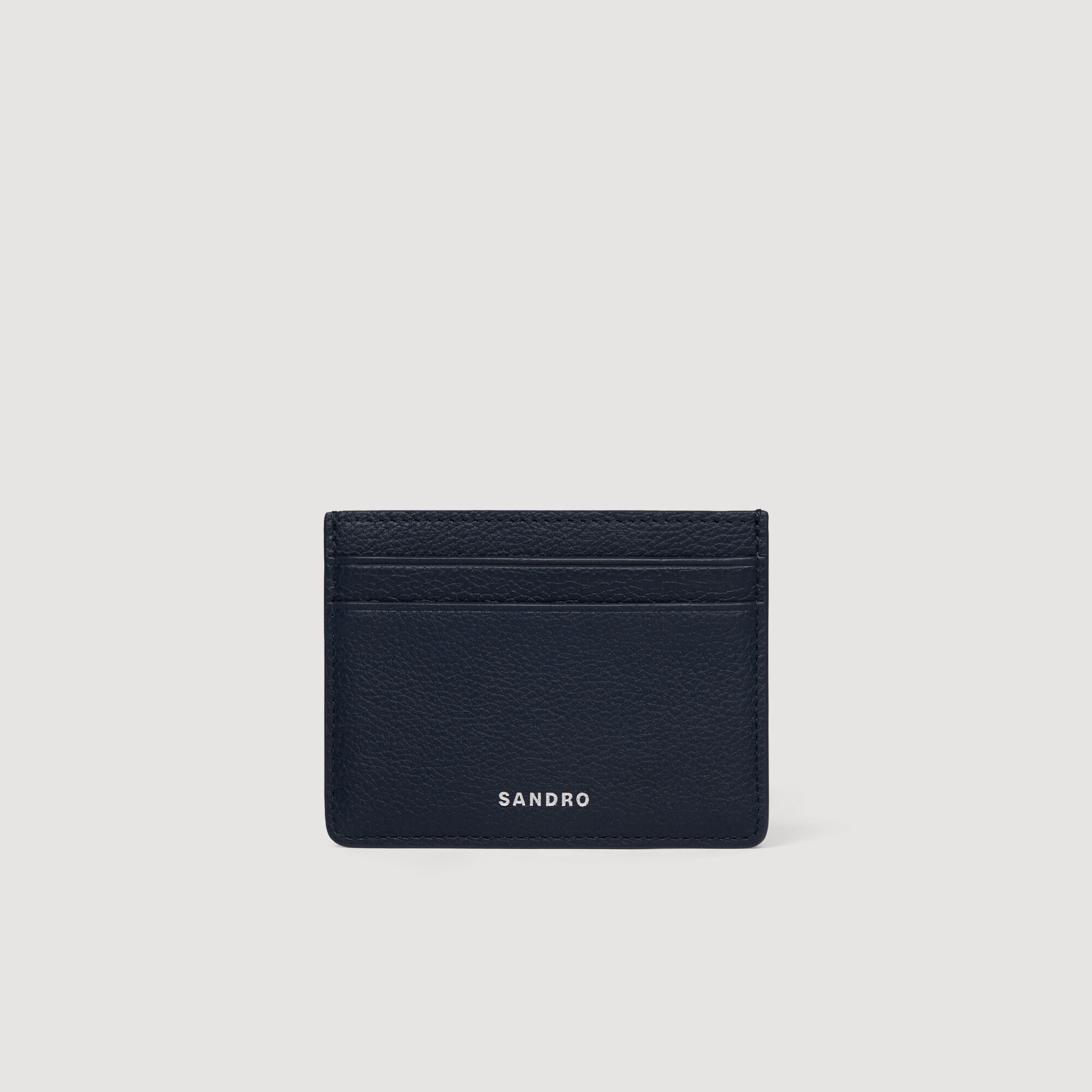 Grained leather card holder