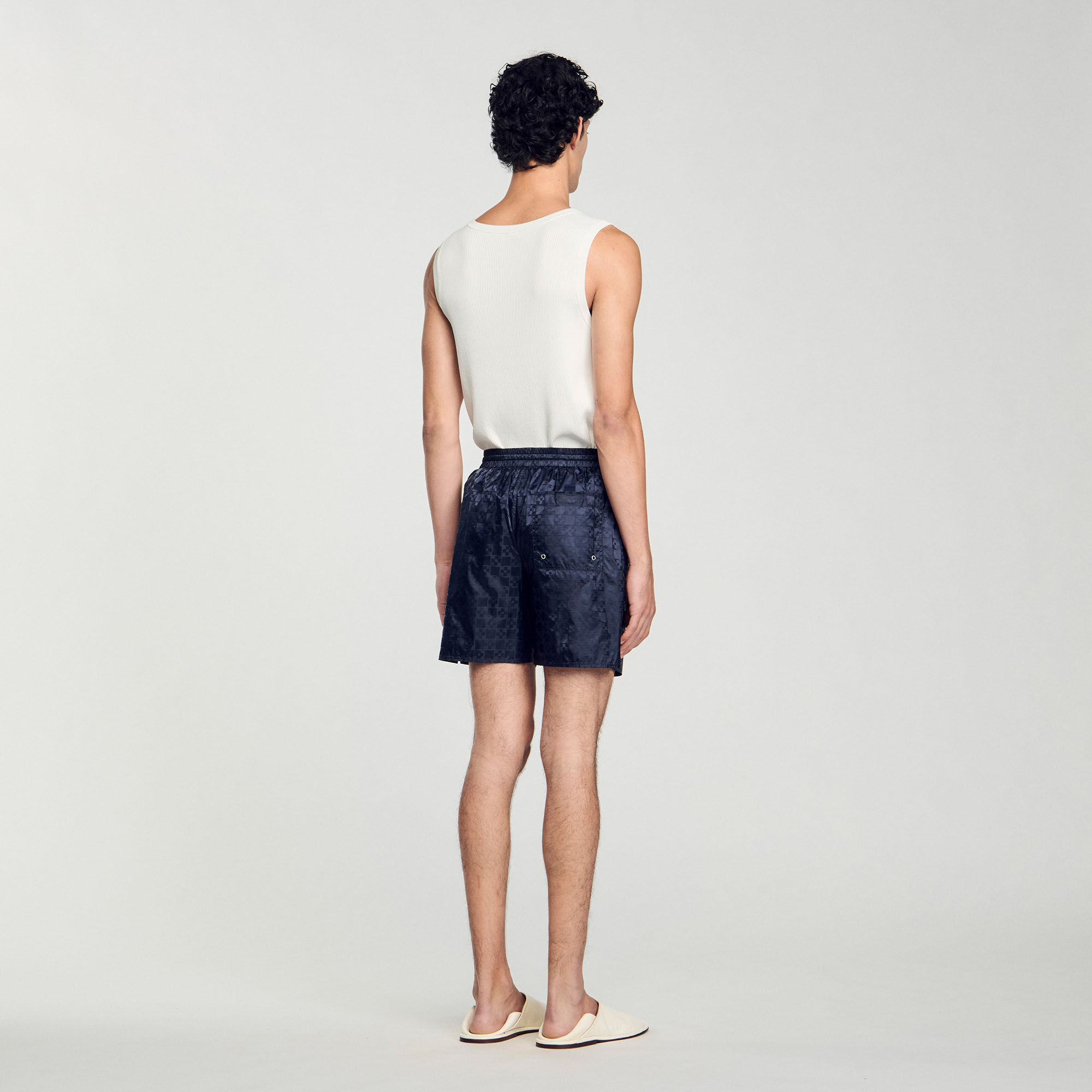 Squarecross swim shorts blue for Men | Sandro Paris