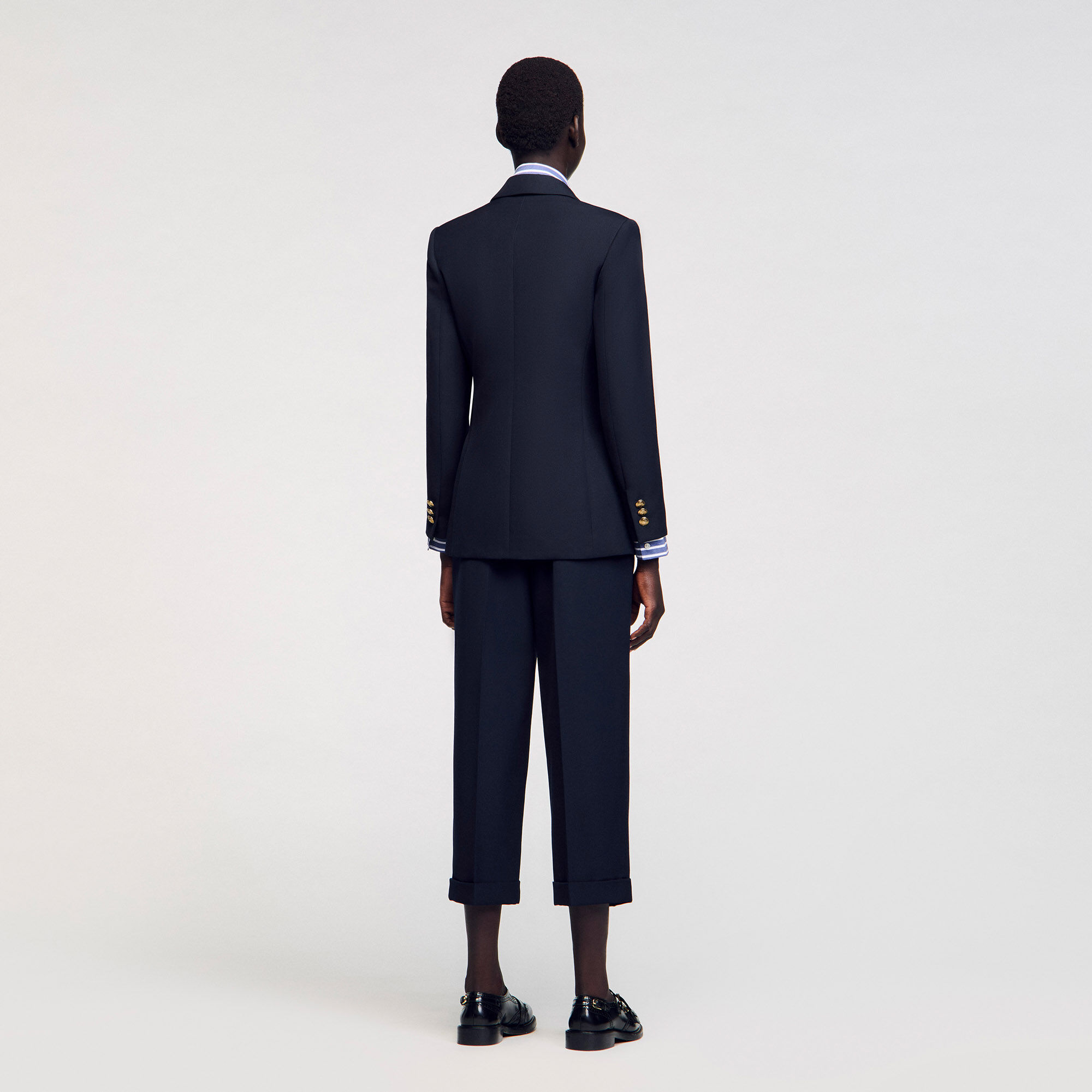 Double-breasted suit jacket blue For Women | Sandro Paris