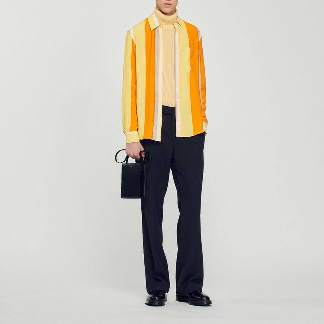 Flowing striped long-sleeved shirt