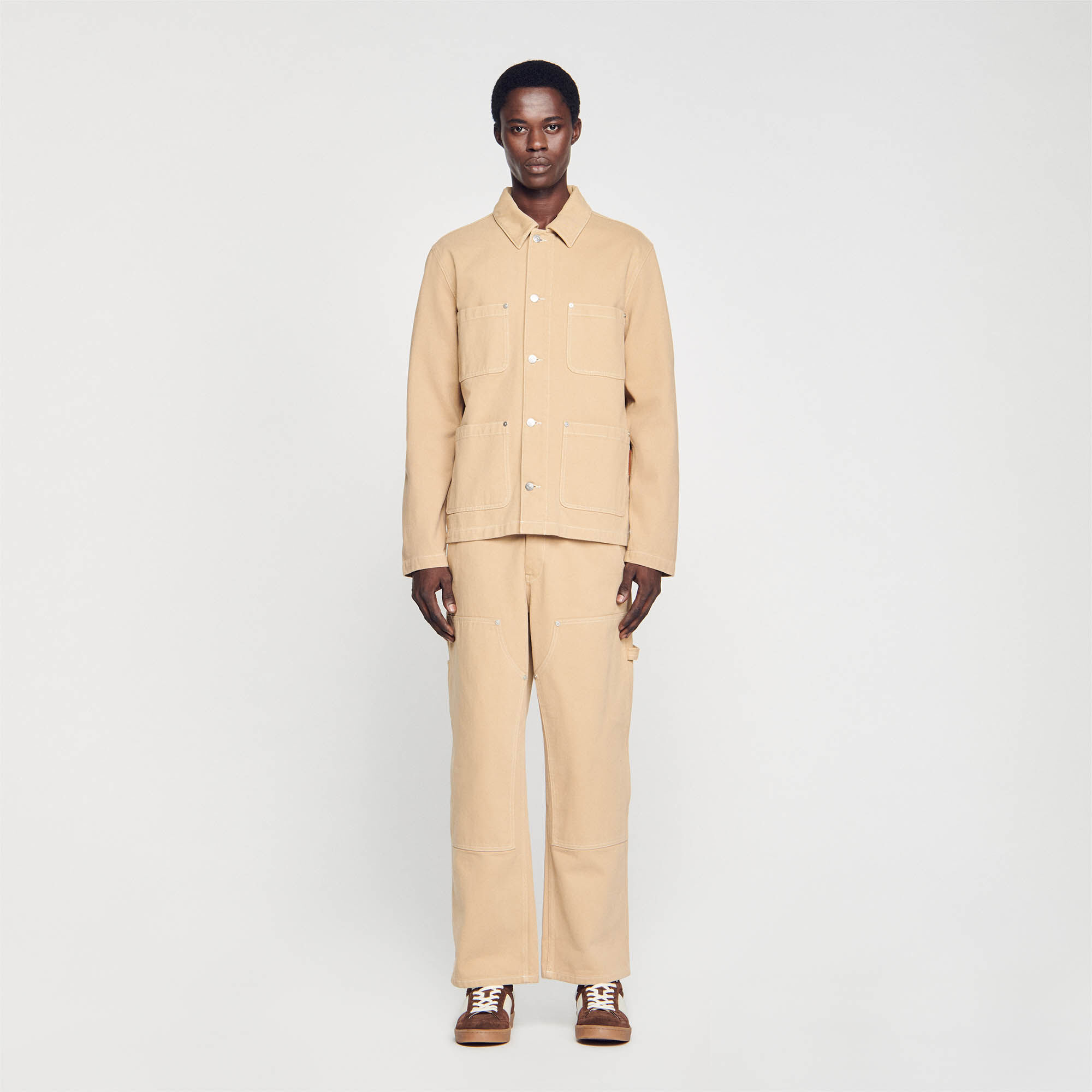 Beige worker jacket top