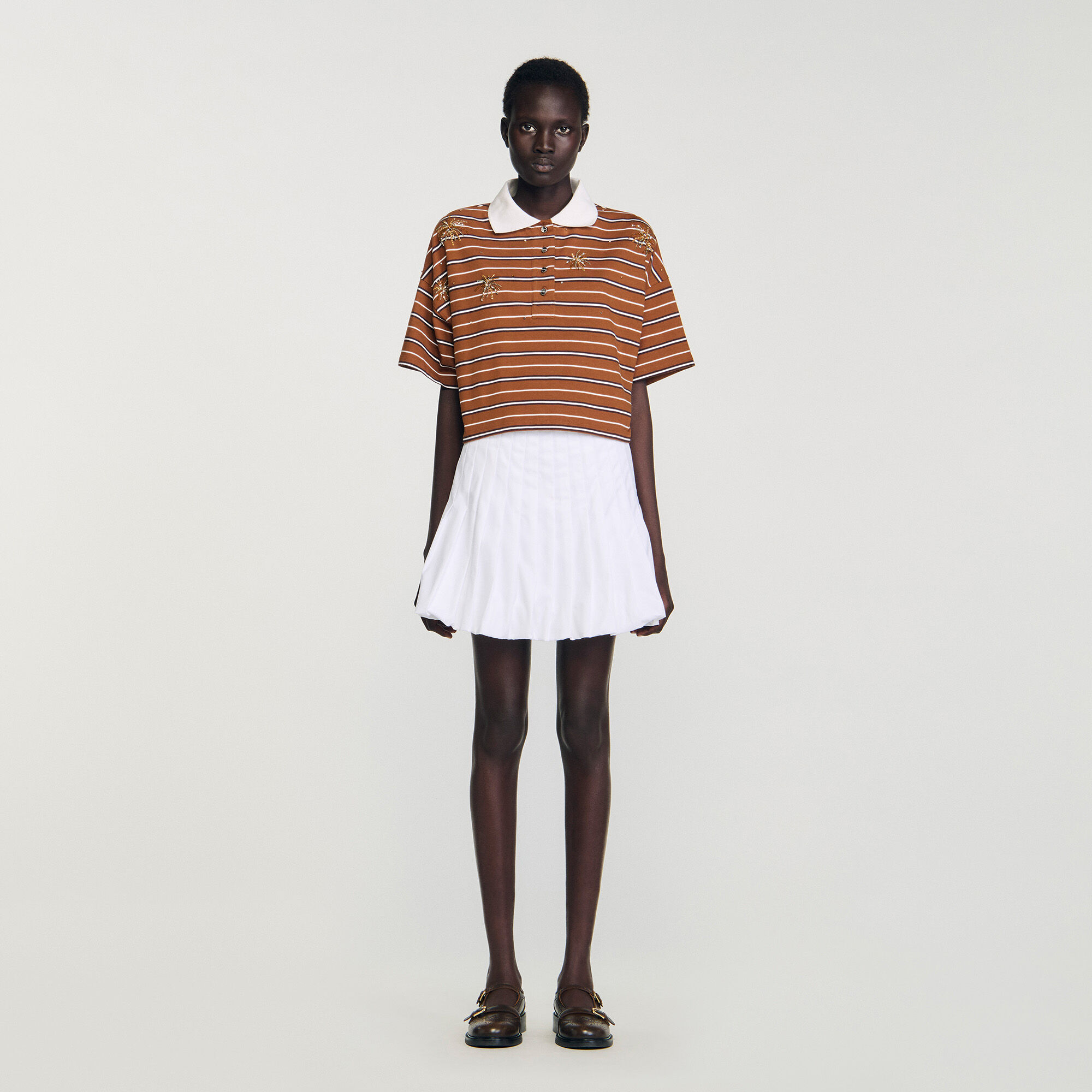 Striped rhinestone T-shirt