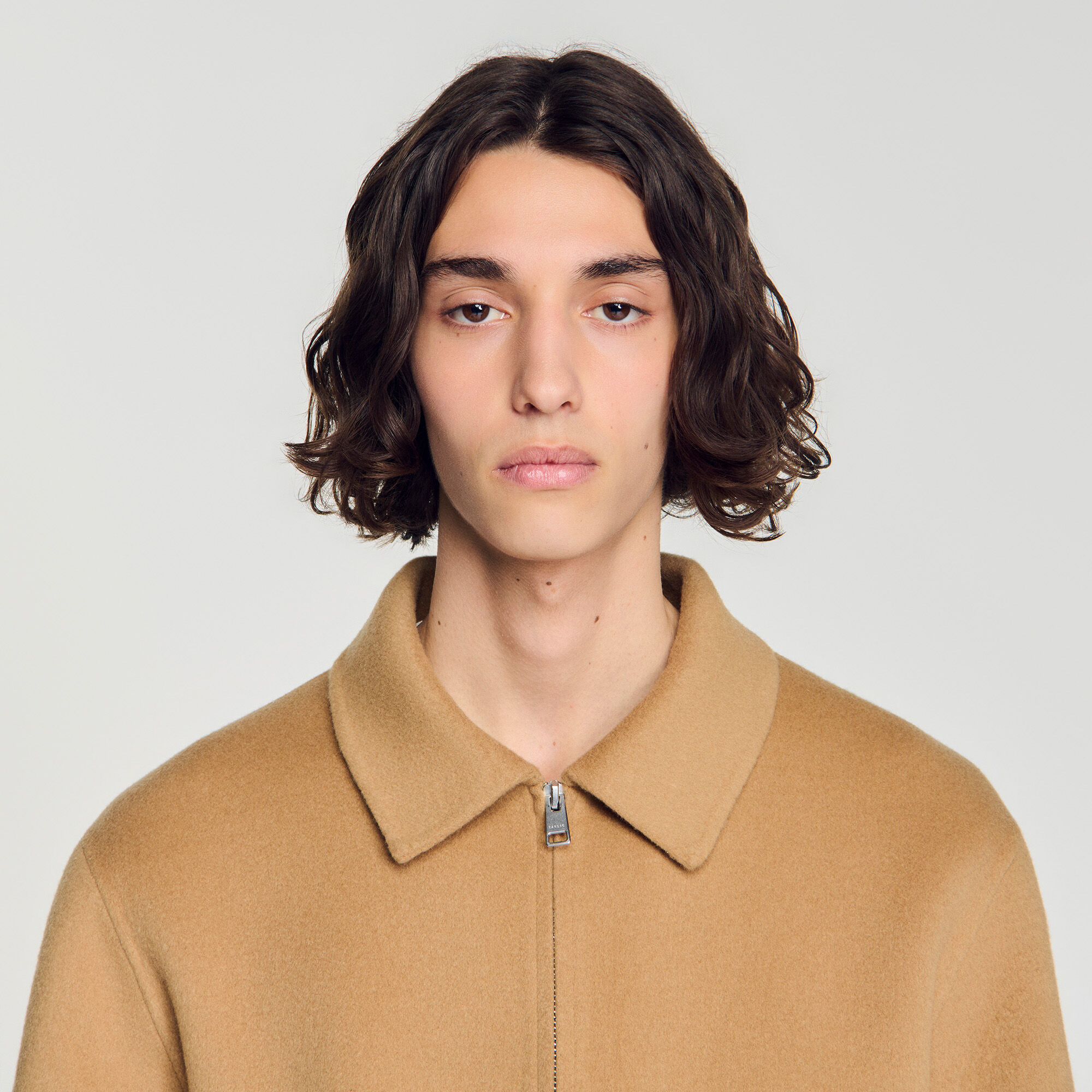 Double-faced wool jacket white / beige for Men | Sandro Paris
