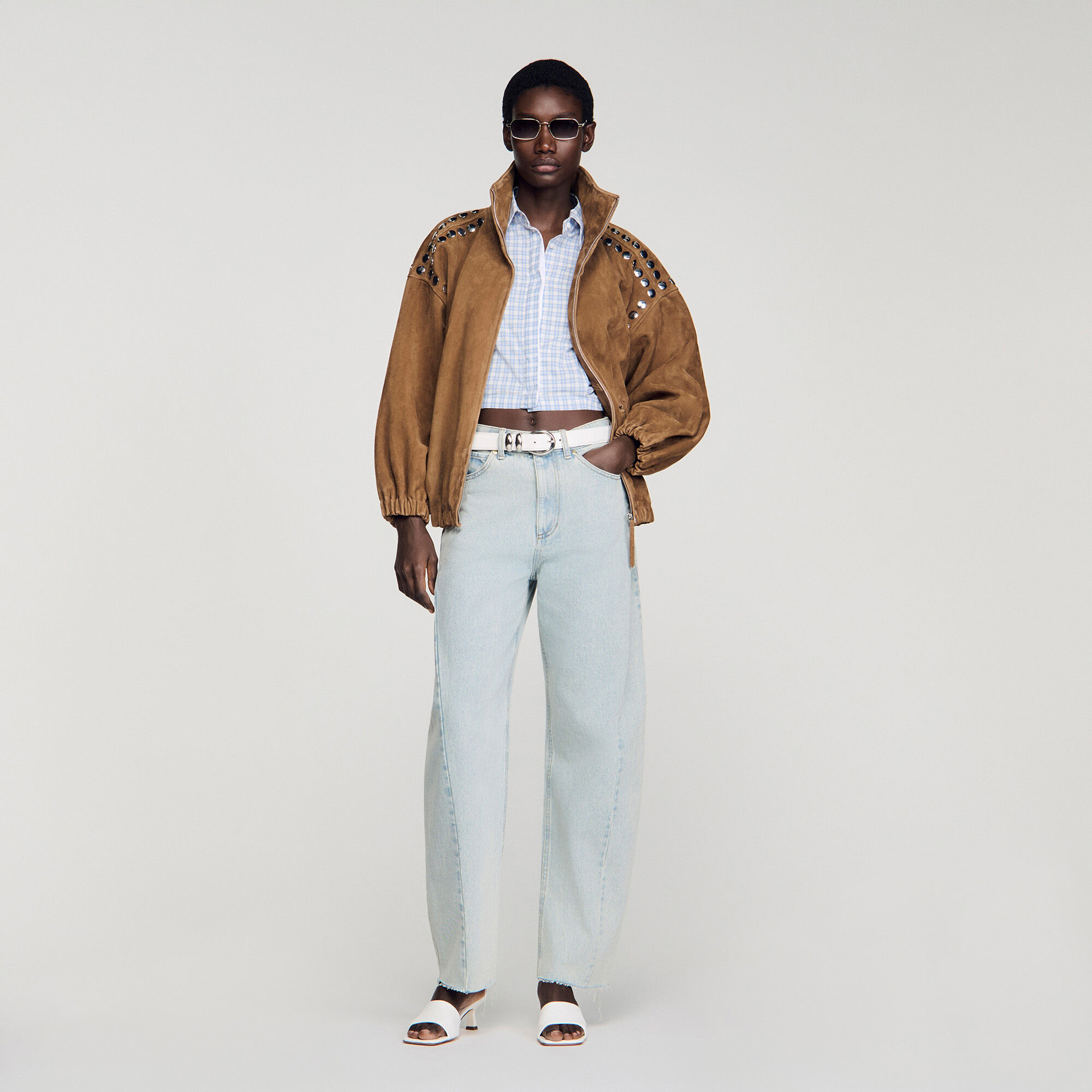 Faded barrel cotton jeans