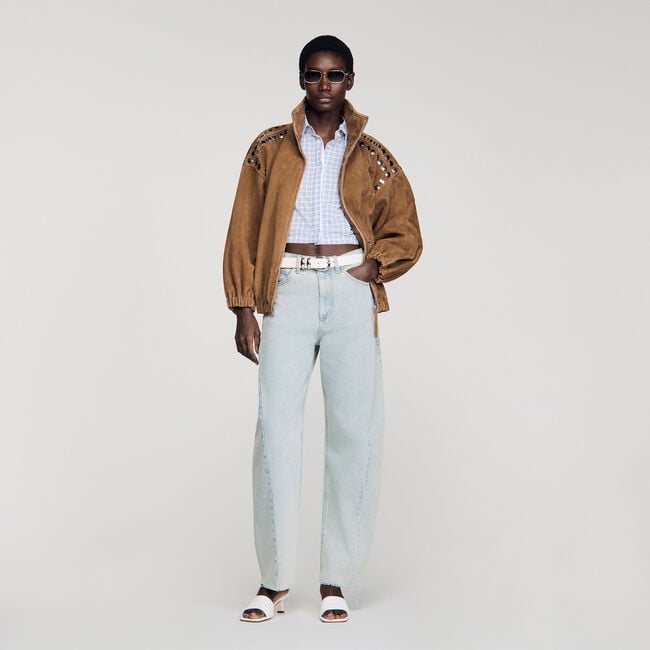 Faded barrel cotton jeans