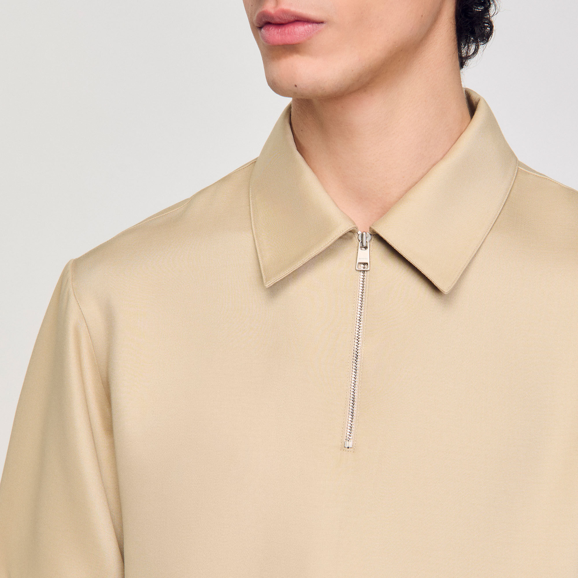 Zip-neck polo shirt