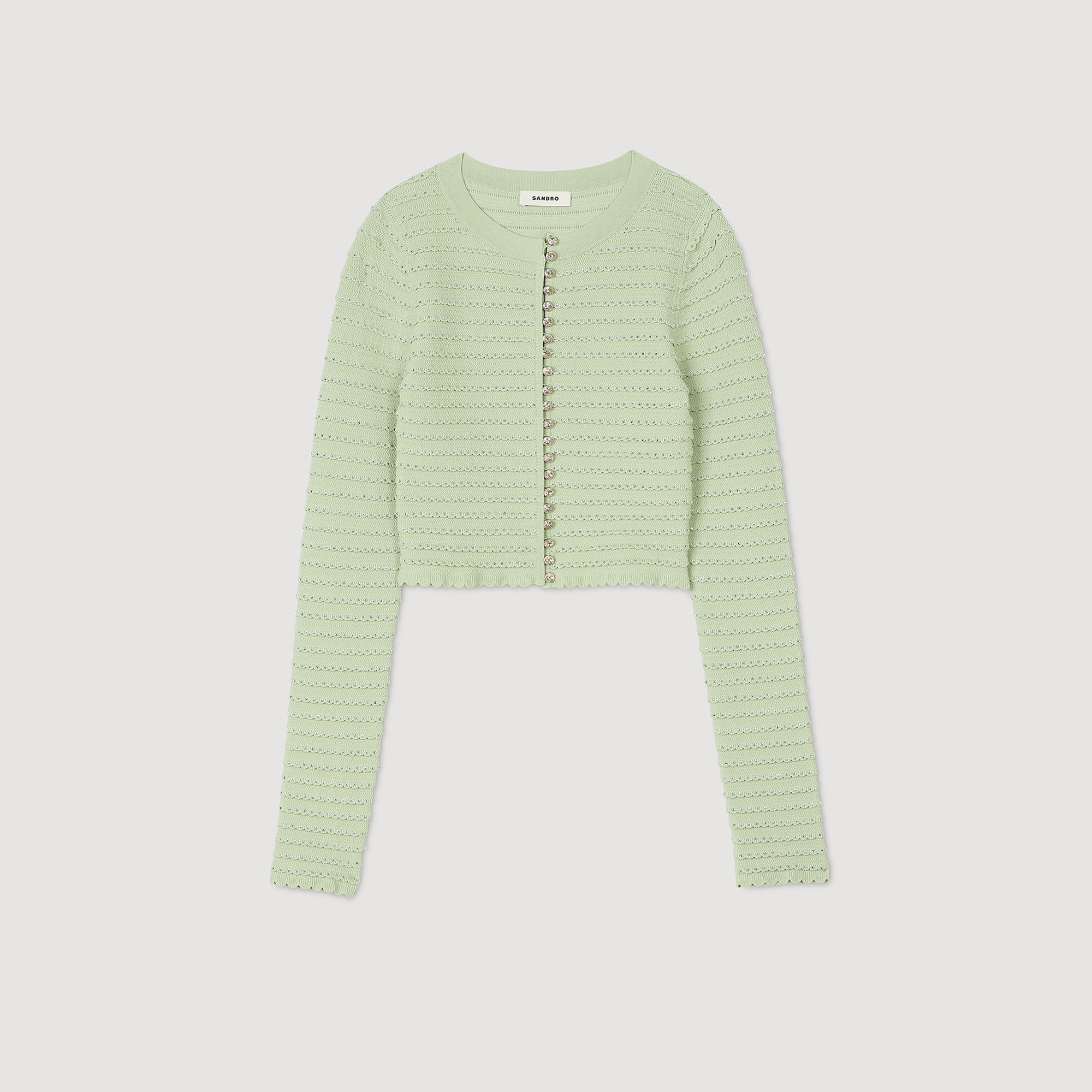 Rhinestone cardigan green For Women | Sandro Paris