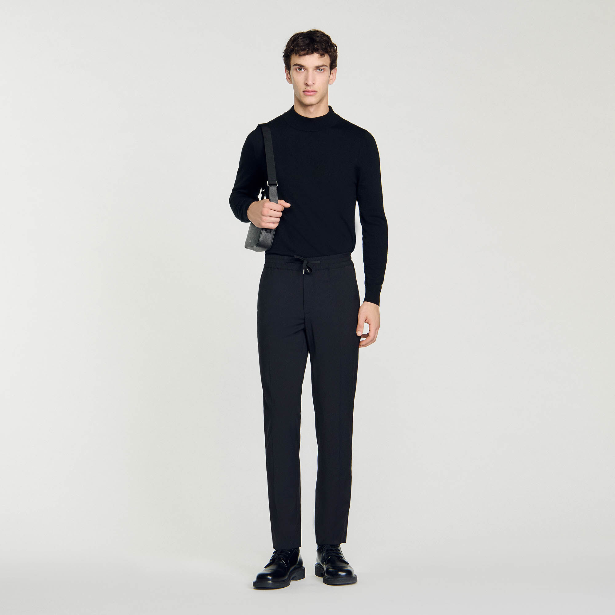Elasticated straight leg trousers black gray for Men Sandro Paris