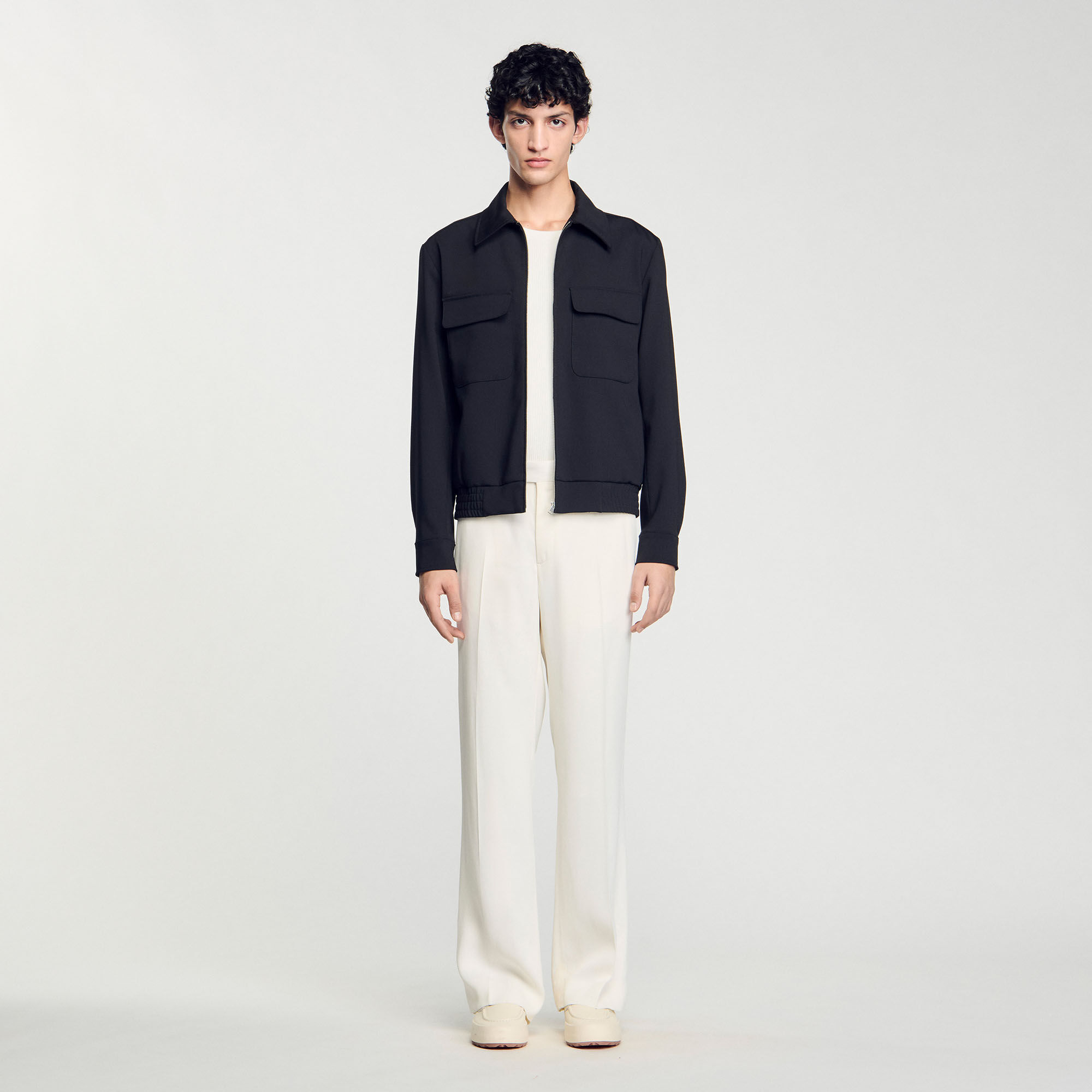 Zip-up jacket black / gray for Men | Sandro Paris