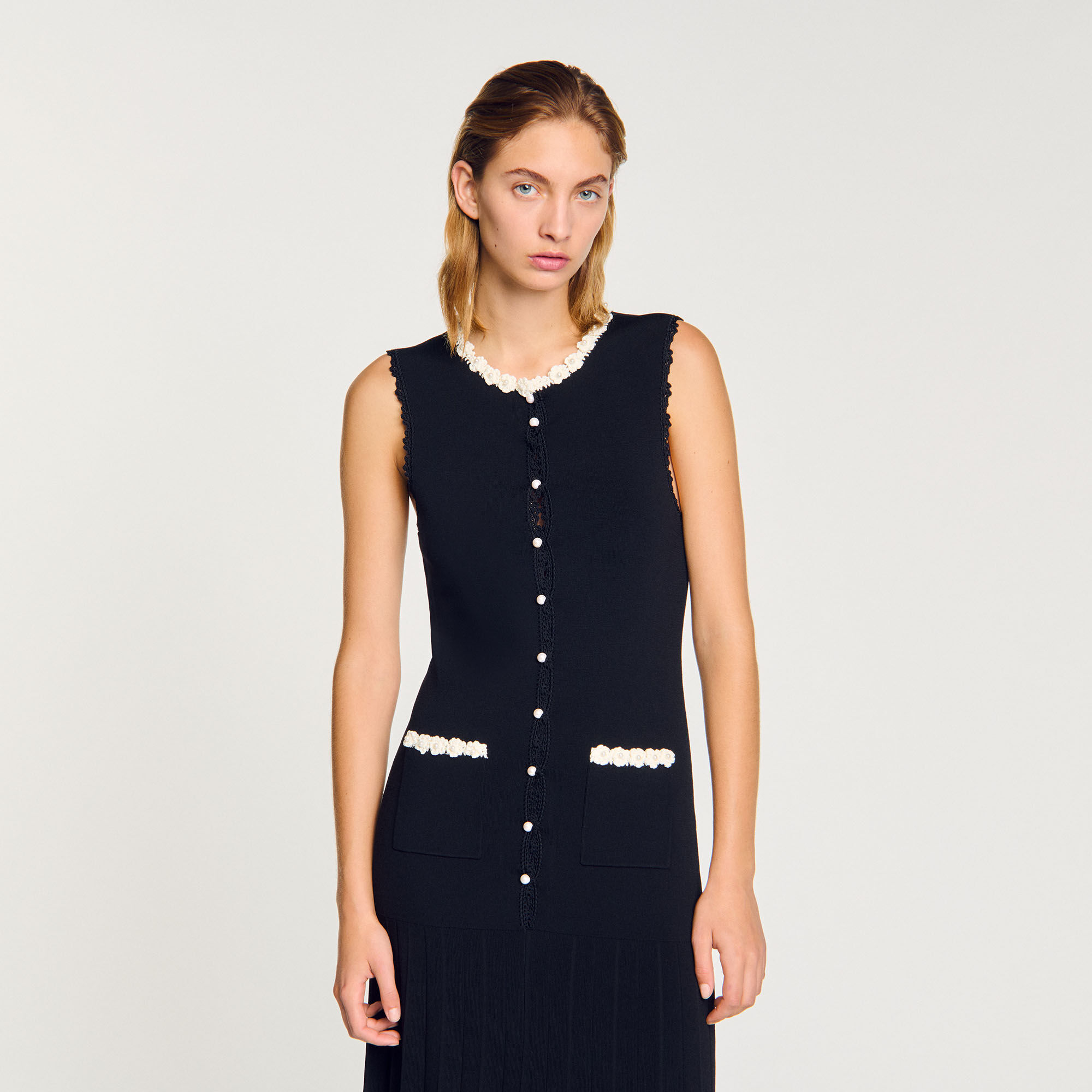 Long dress with crochet detailing