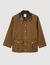 Coat with leather collar