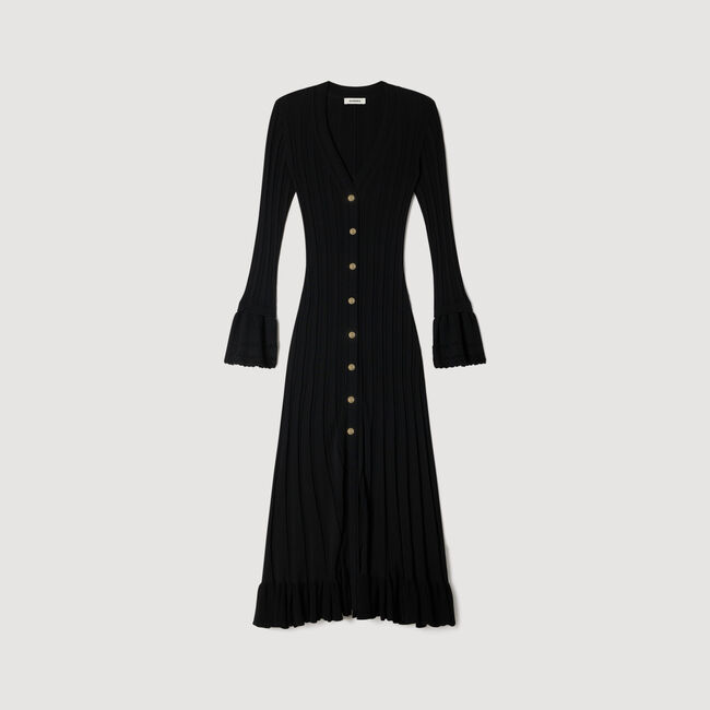 Knit maxi dress with ruffle