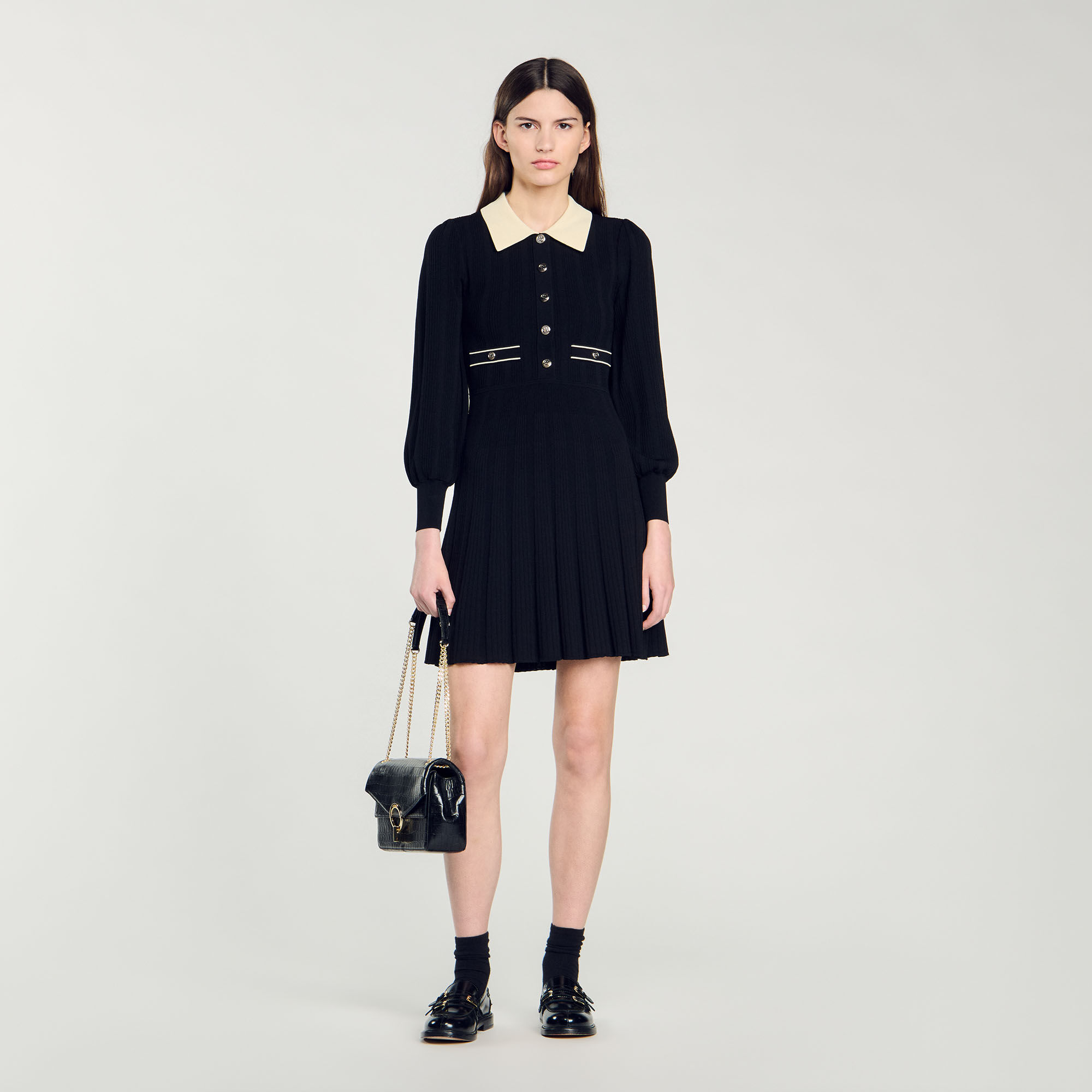 Pleated knit dress