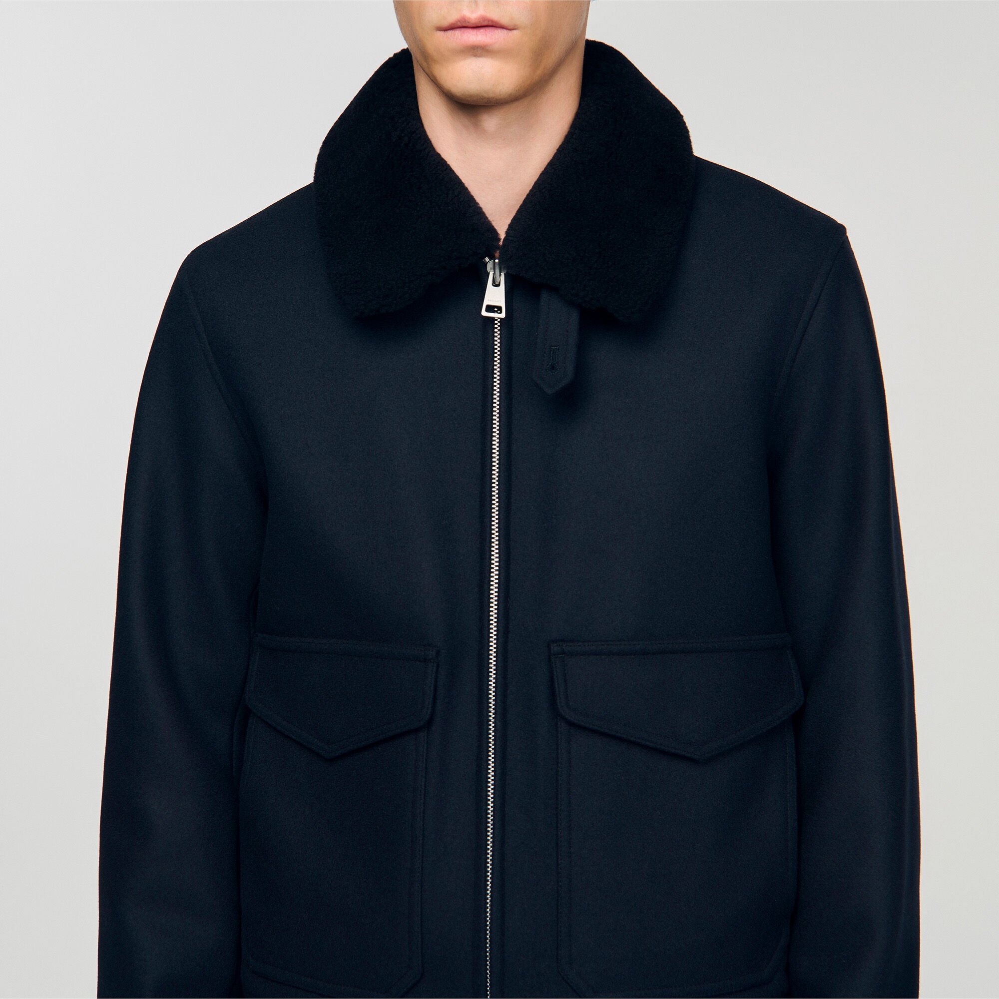 Wool aviator jacket with shearling Wool aviator jacket with shearling