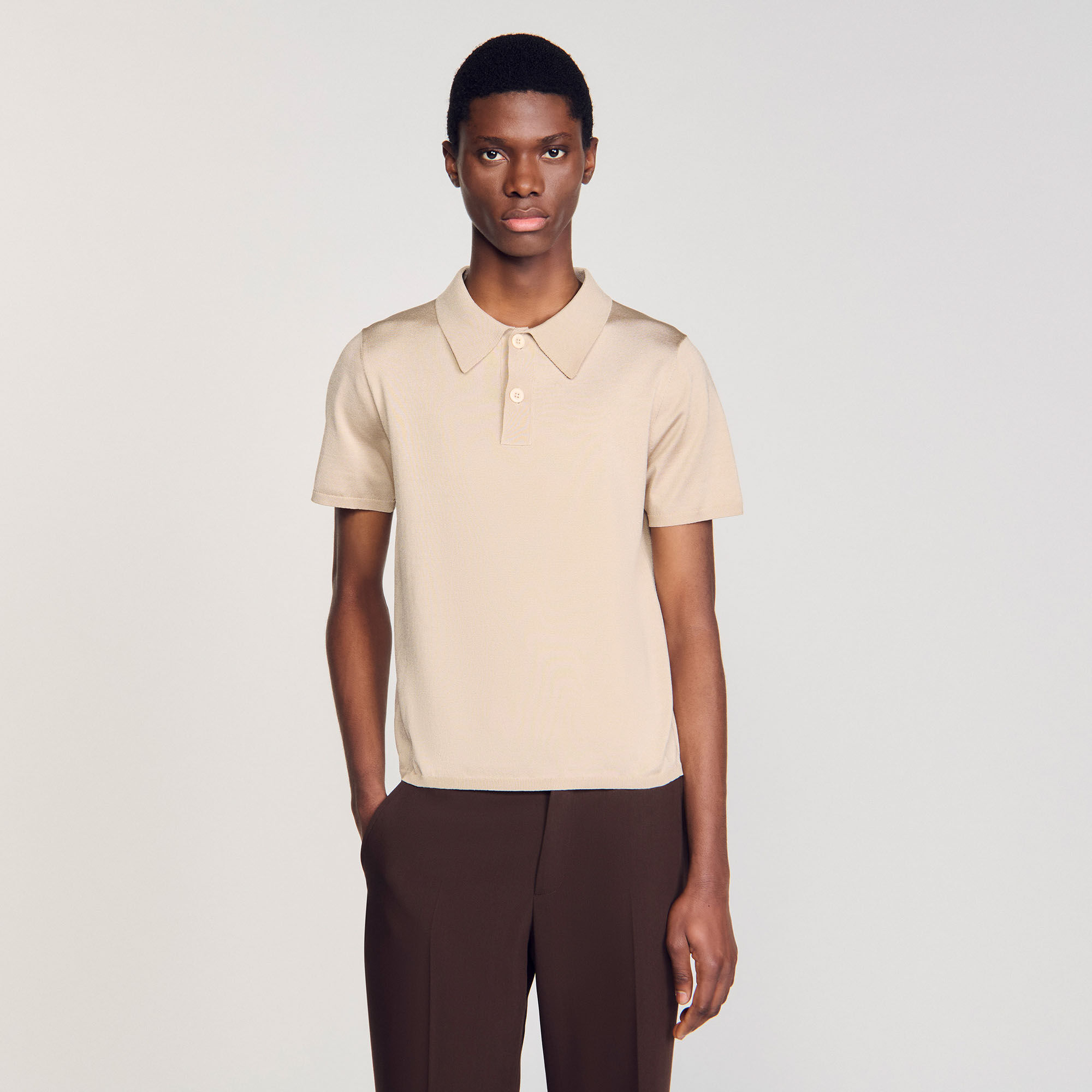 Short-sleeve knitted polo shirt