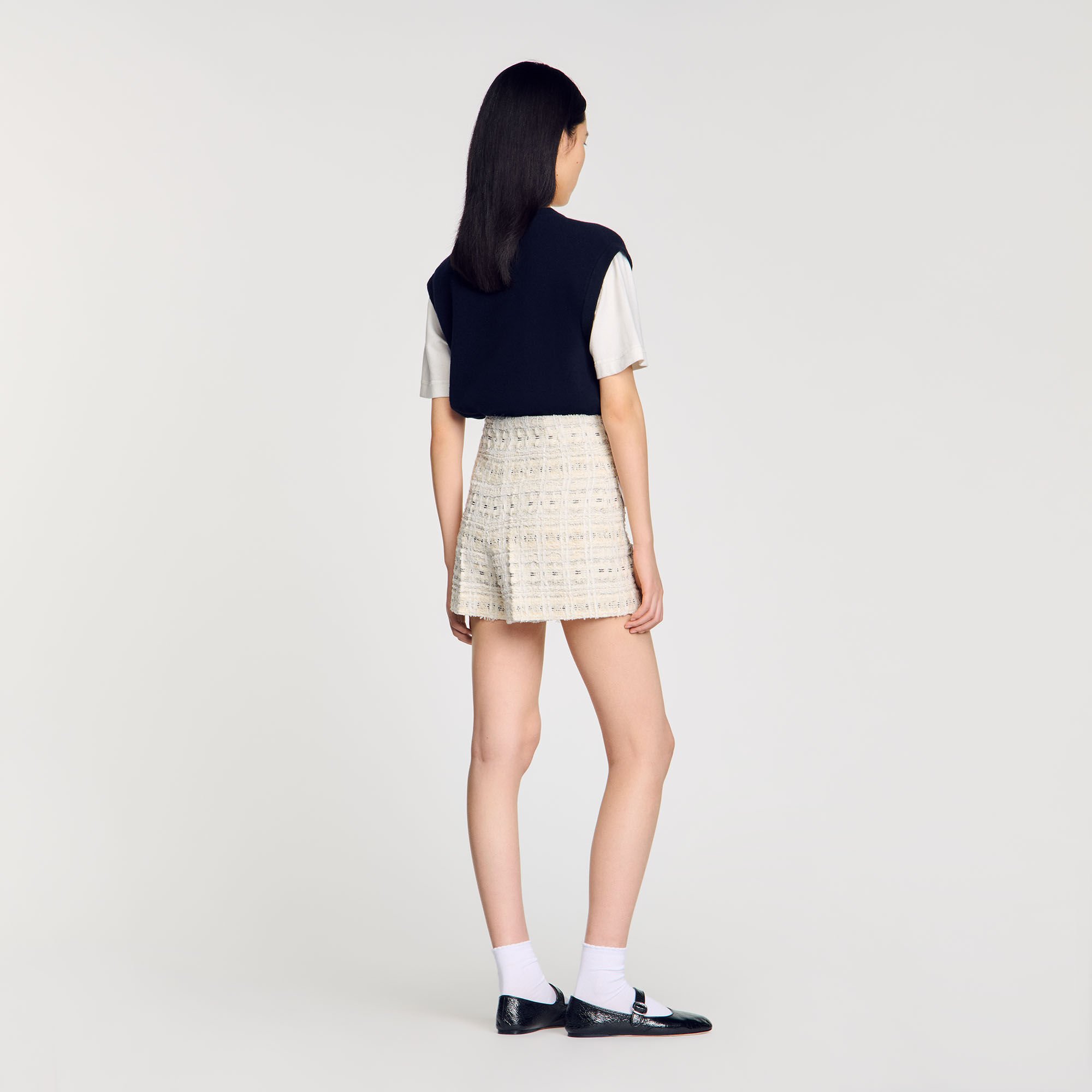 Decorative tweed shorts