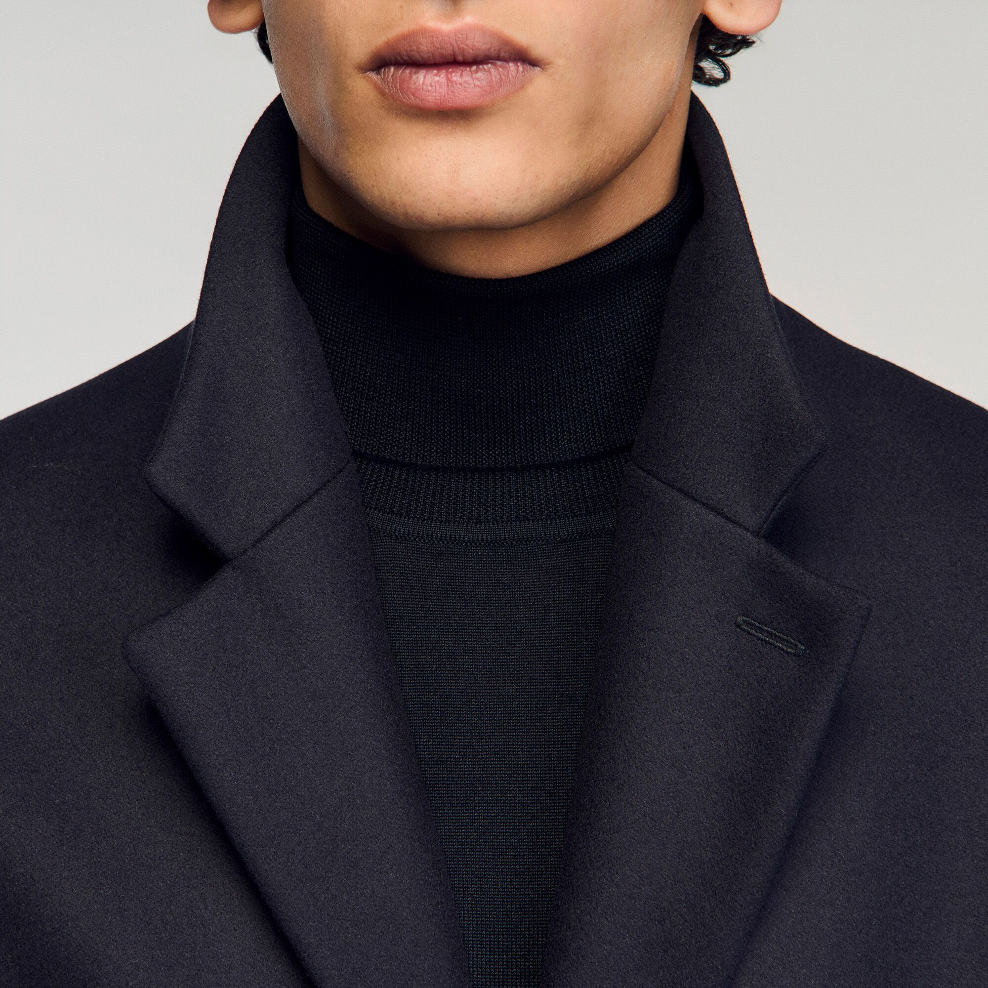 Wool and cashmere coat blue for Men | Sandro Paris