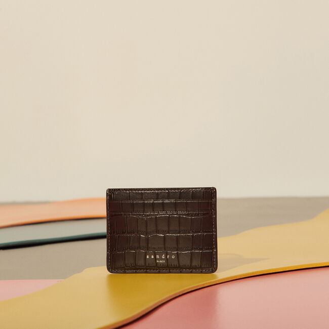 Crocodile embossed leather card holder
