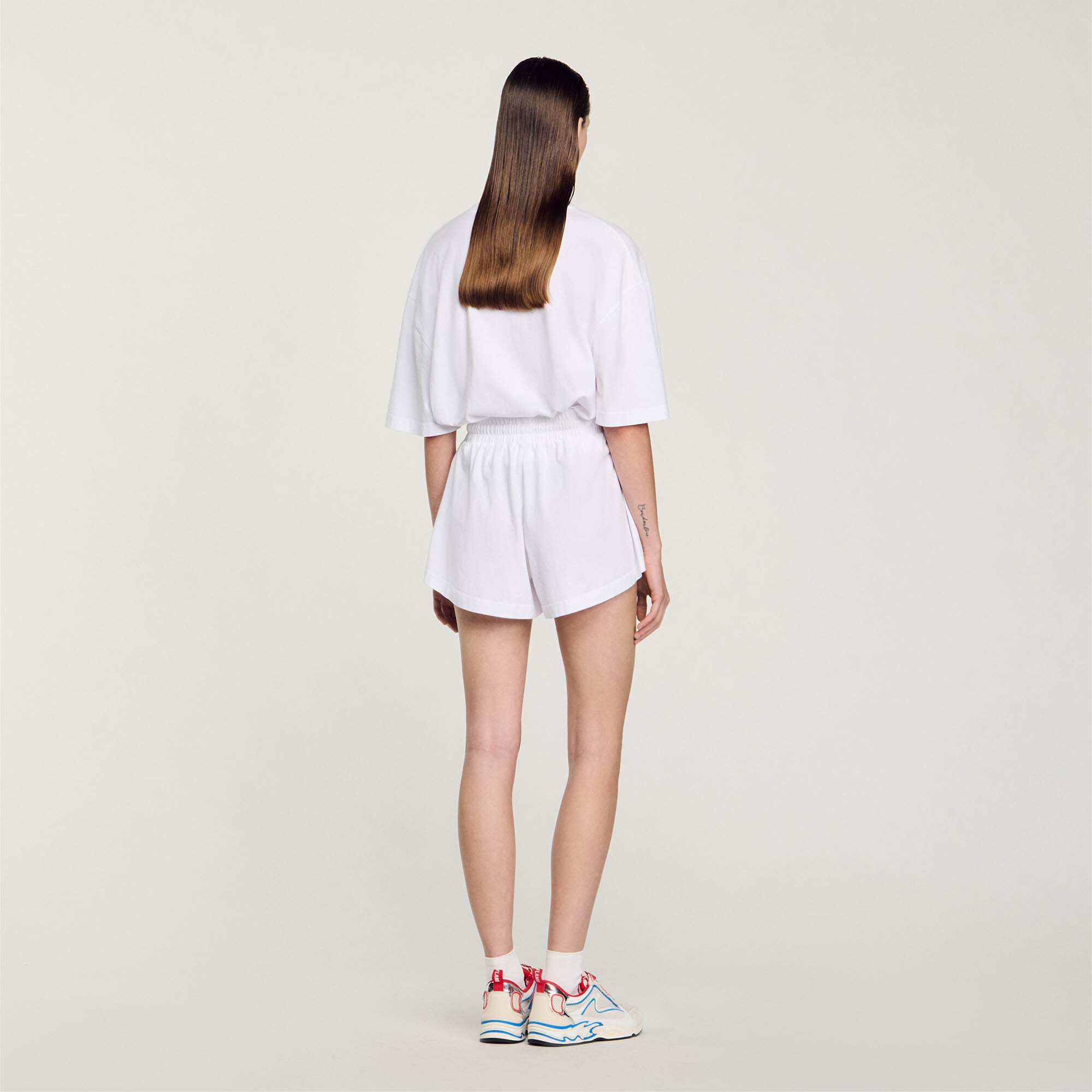 Skort with decorative belt loops blue For Women | Sandro Paris