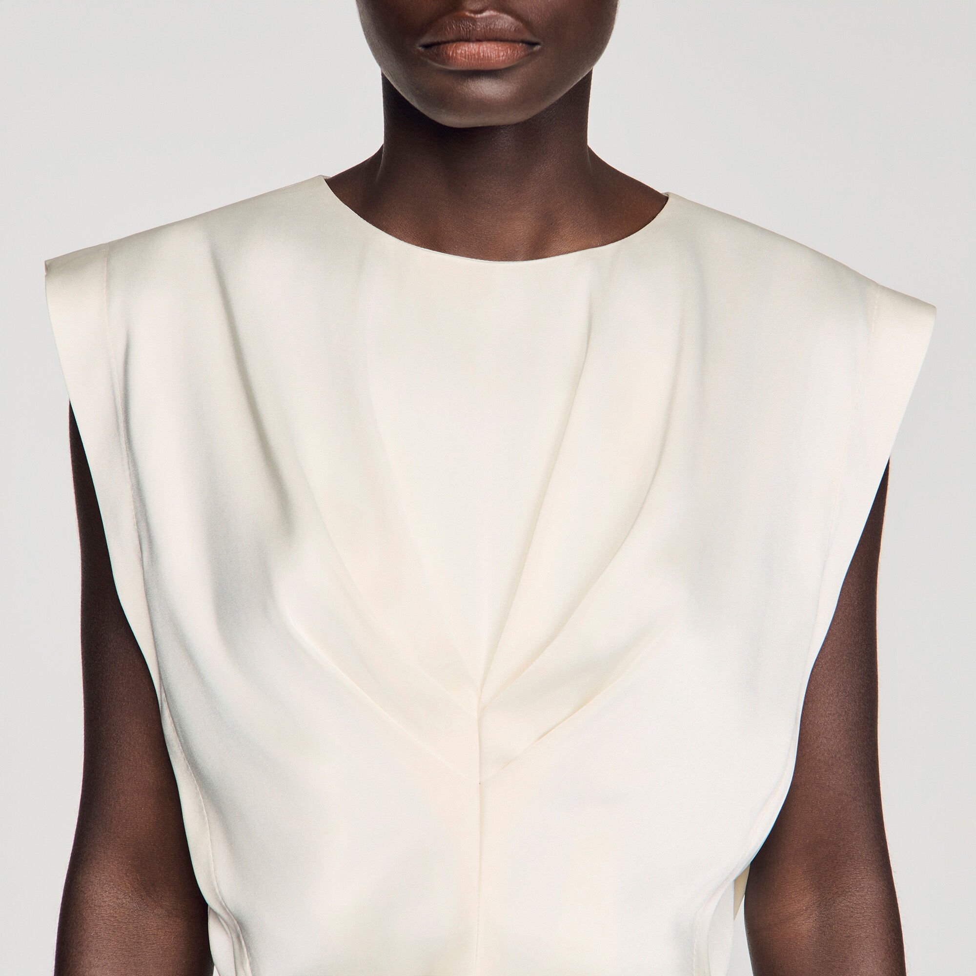 Pleated satin crop top