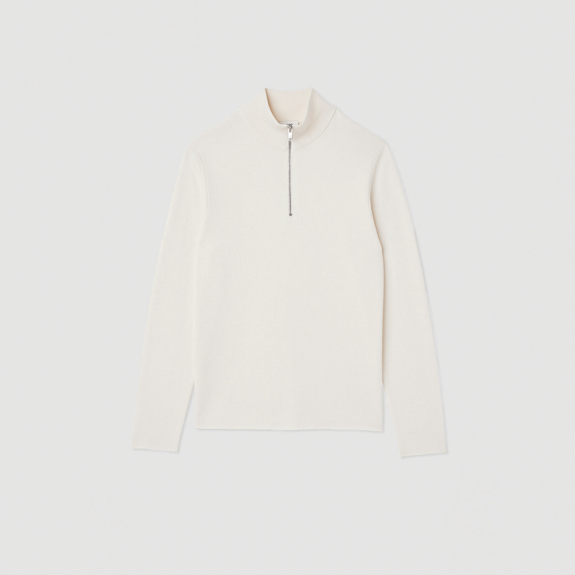 Wool jumper with zip collar