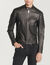 Leather jacket with quilted trims