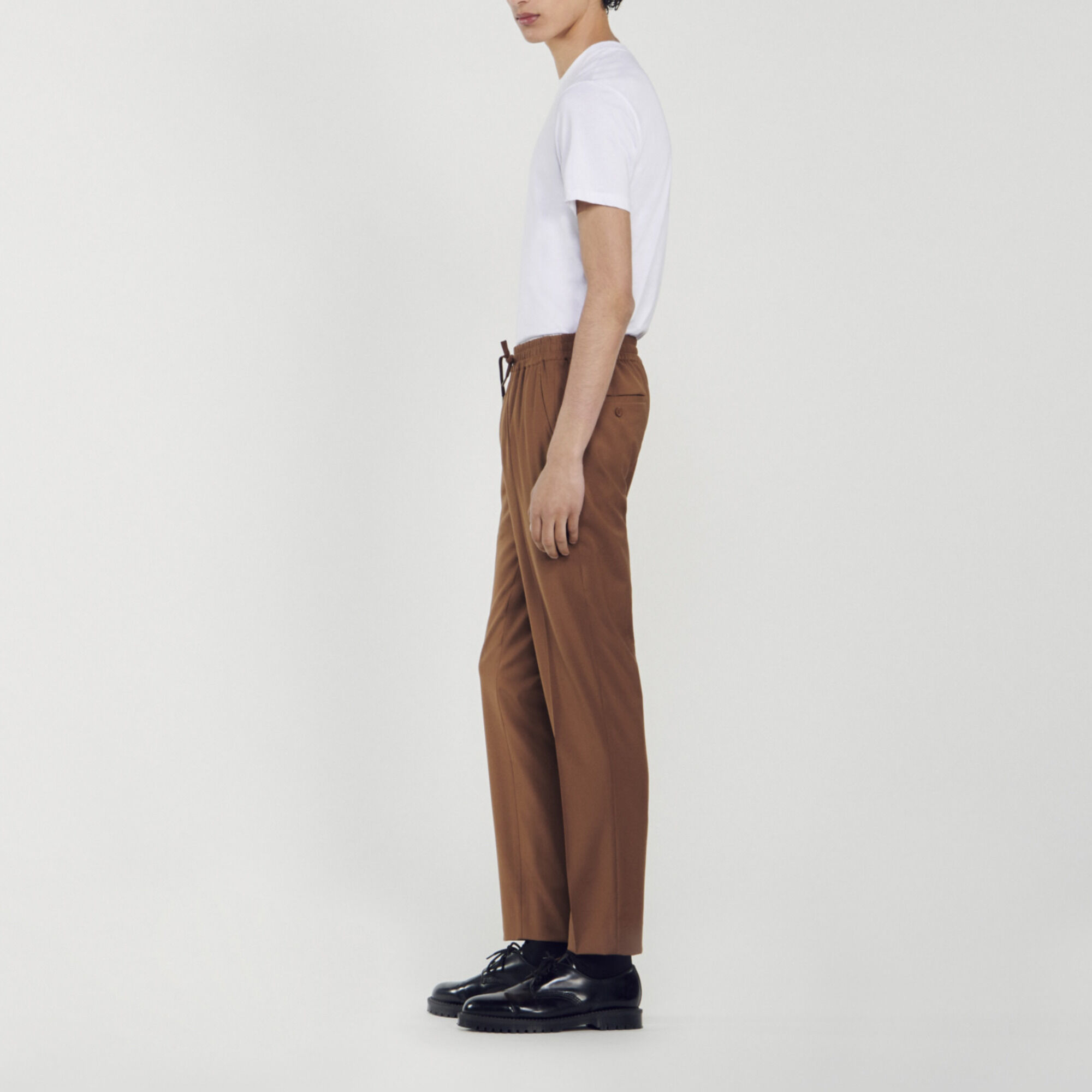 Elasticated straight-leg trousers