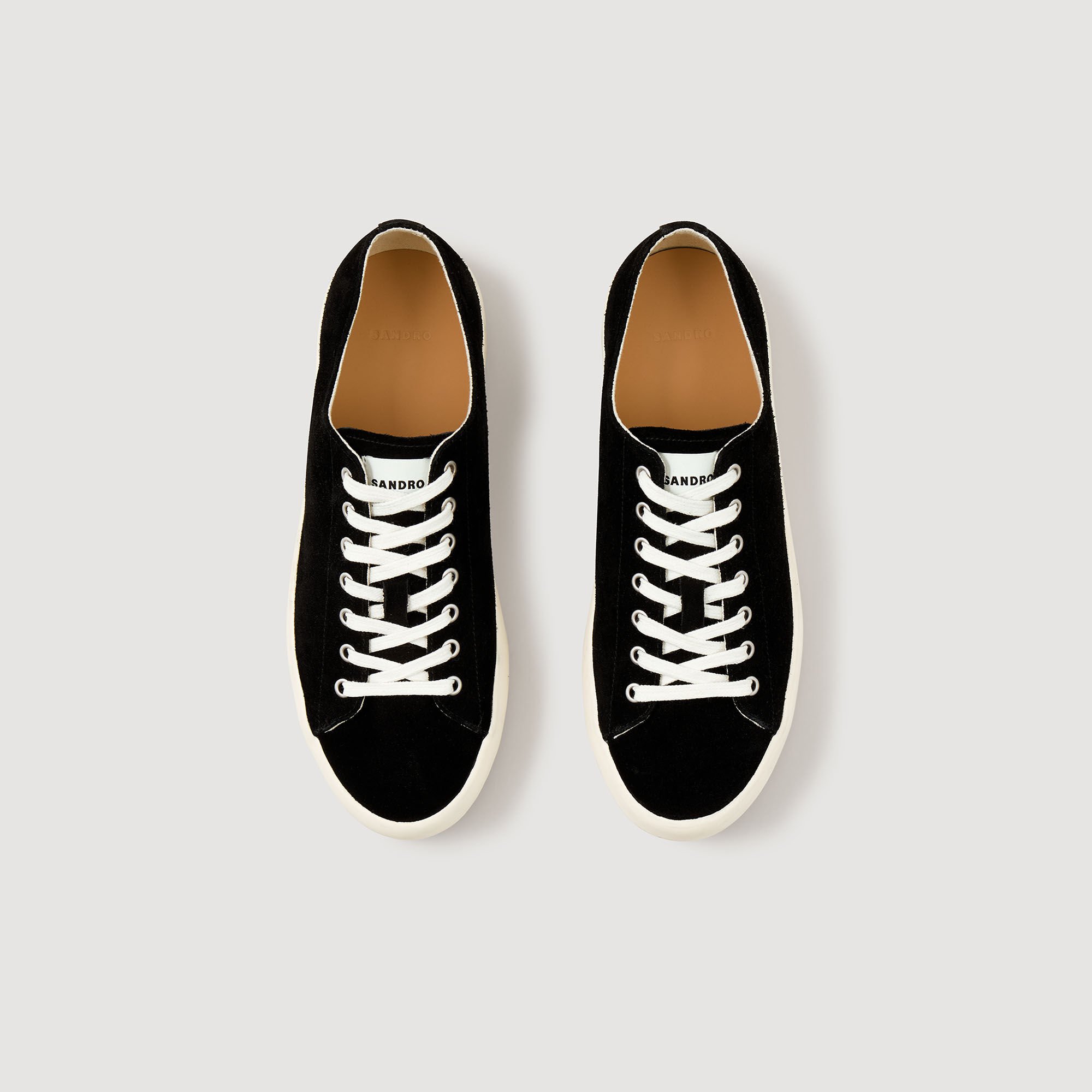 Low-top split leather trainers