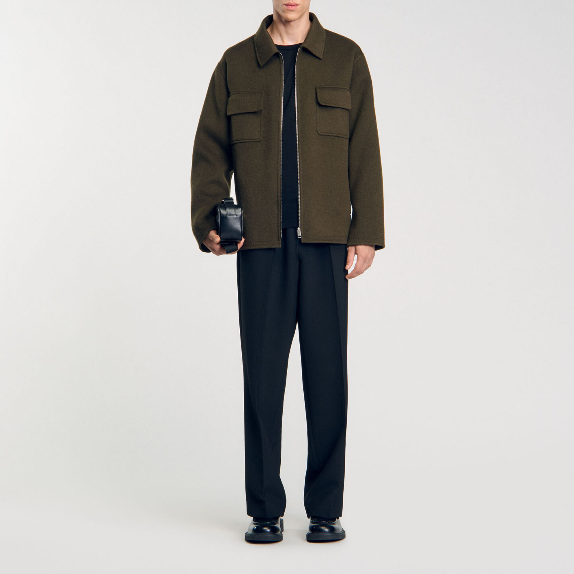 Zipped overshirt green for Men | Sandro Paris