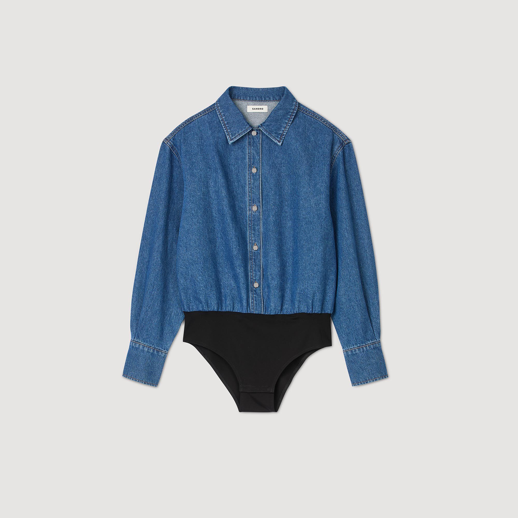【年間ランキング6年連続受賞】 Denim shirt bodysuit blue For Women | Sandro Paris トップス
