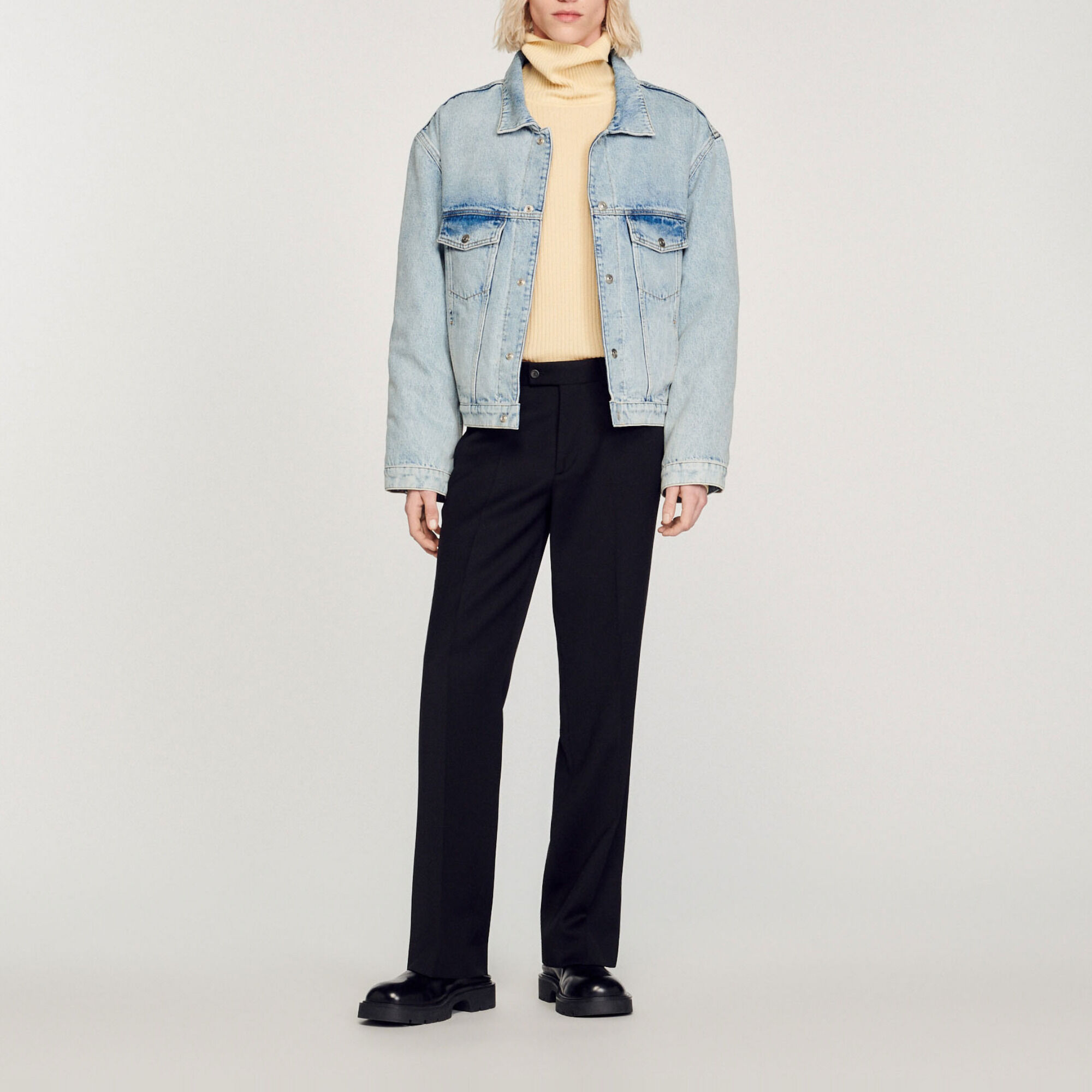 Fleece denim jacket