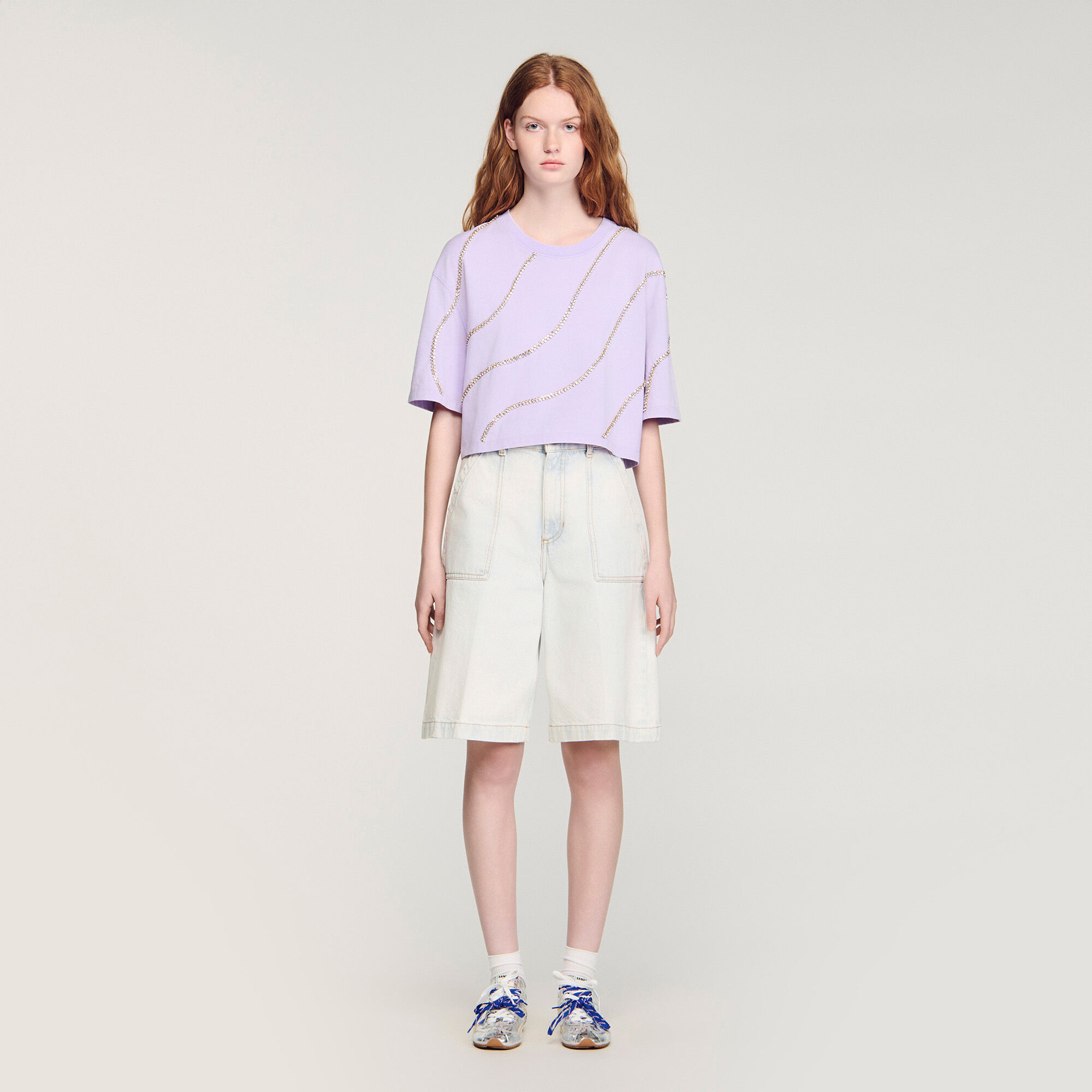 Rhinestone cropped T-shirt