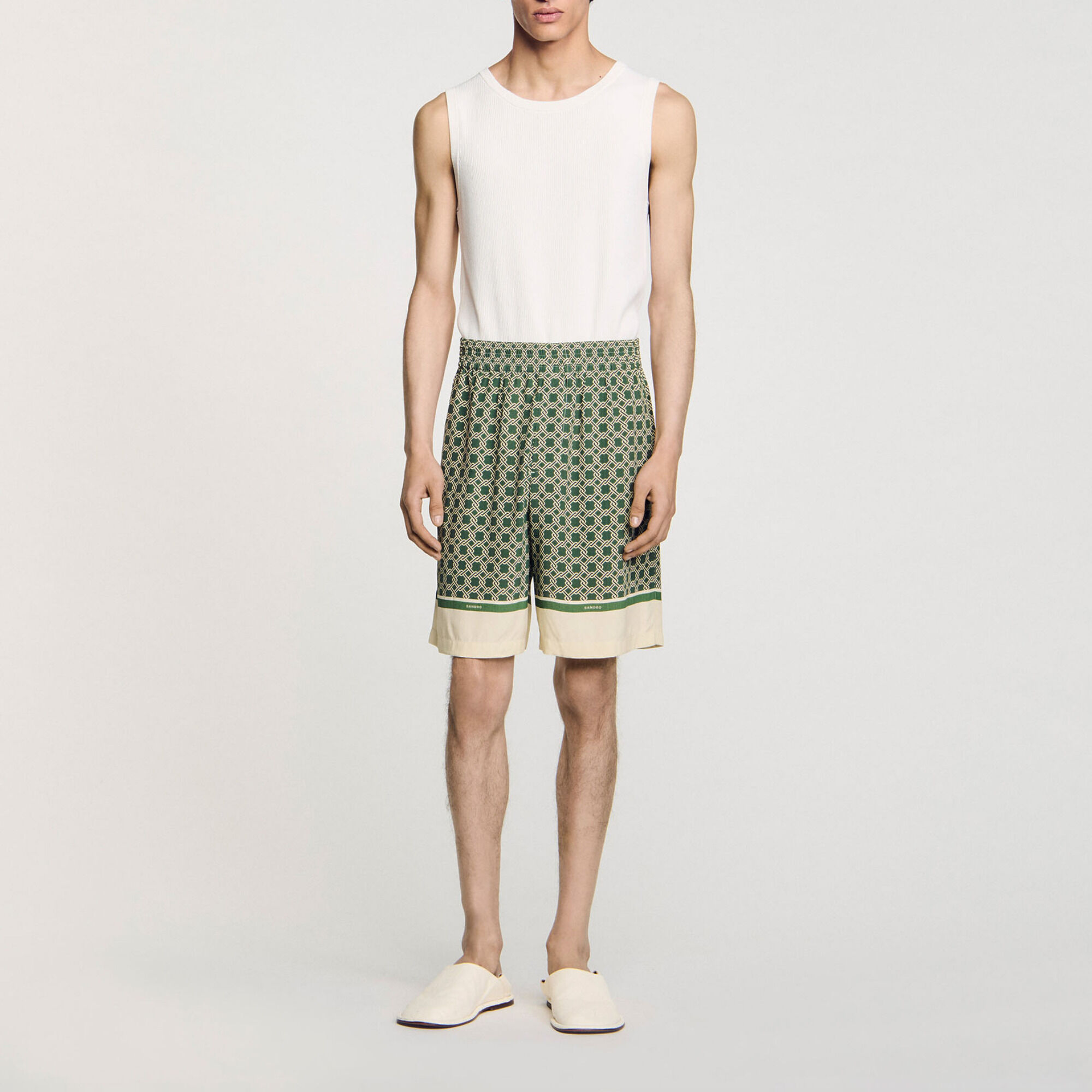 Patterned floaty Bermuda shorts