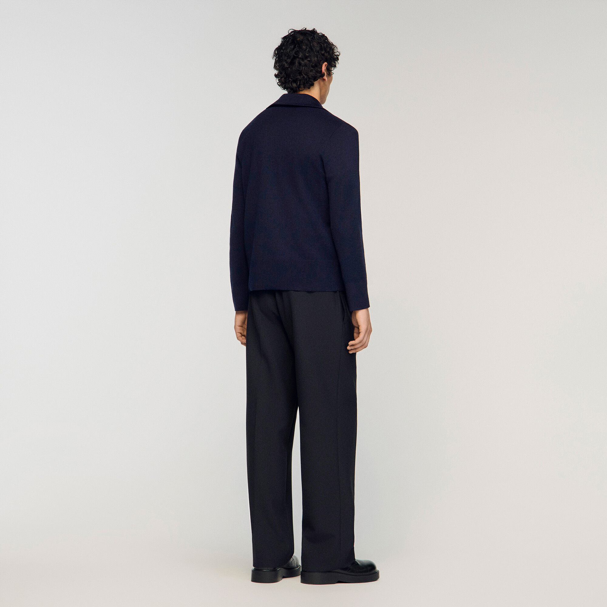 Zip-up wool cardigan